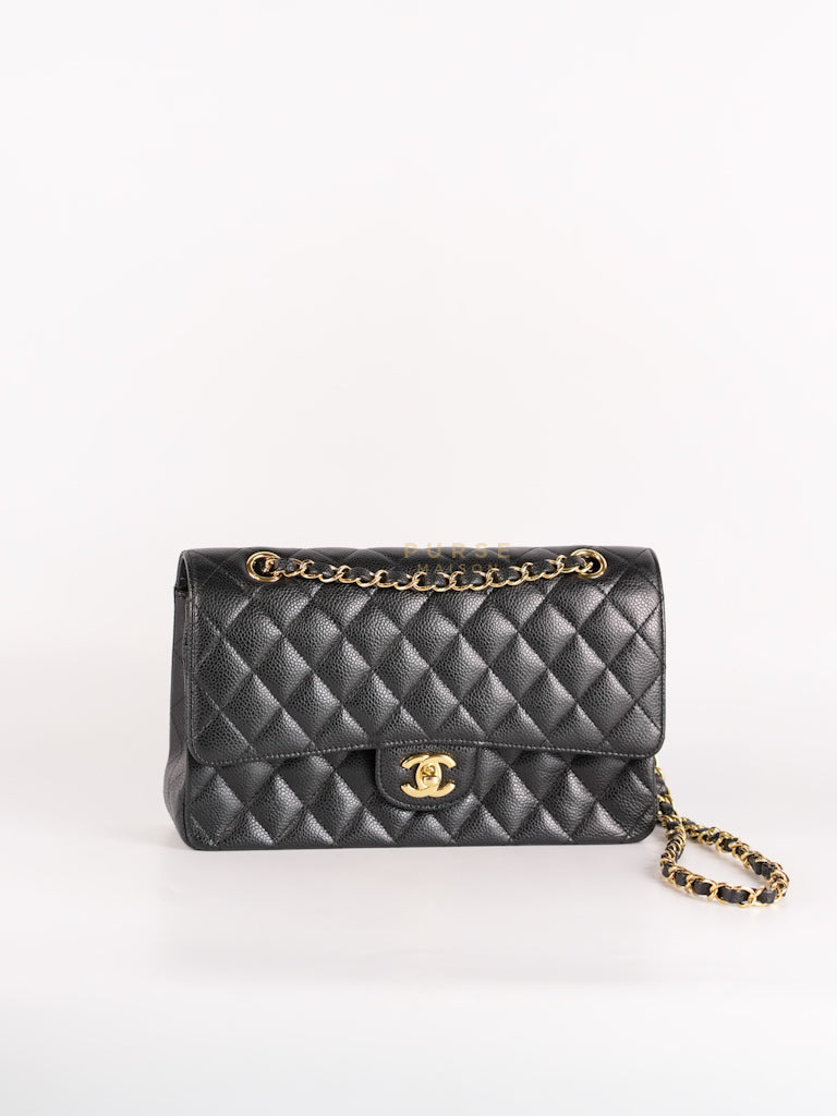 Classic Double Flap Medium in Black Caviar Leather and Gold Hardware Series 19 | Purse Maison Luxury Bags Shop