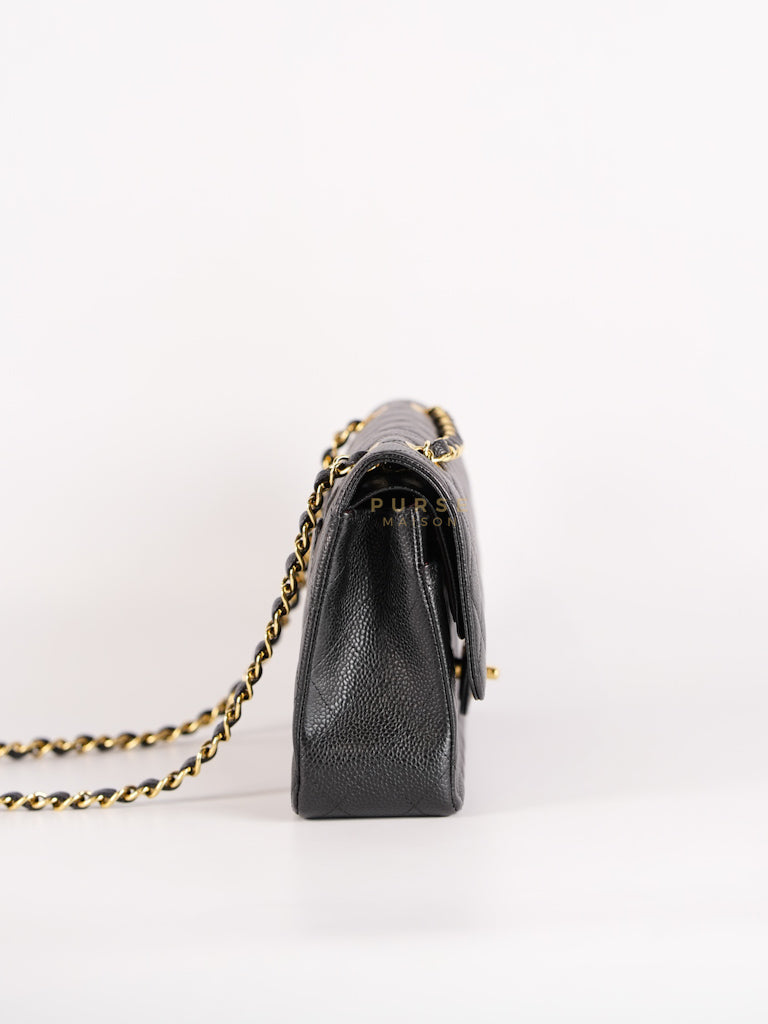 Classic Double Flap Medium in Black Caviar Leather and Gold Hardware Series 19 | Purse Maison Luxury Bags Shop