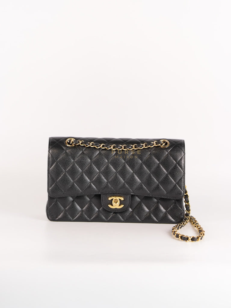 Classic Double Flap Medium in Black Caviar Leather and Gold Hardware Series 19 | Purse Maison Luxury Bags Shop