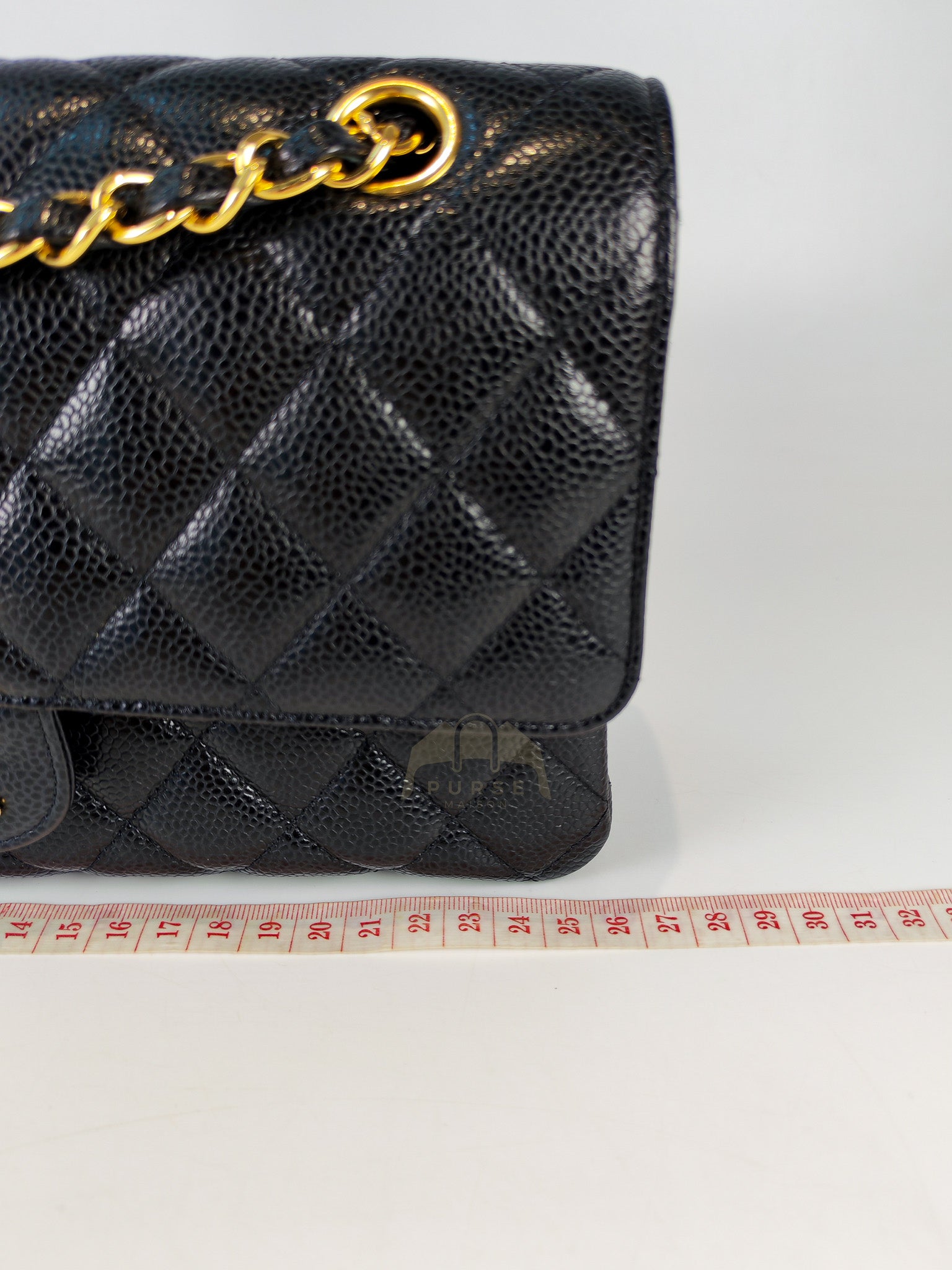 Classic Double Flap Medium in Black Caviar Leather and Gold Hardware Series 20 | Purse Maison Luxury Bags Shop