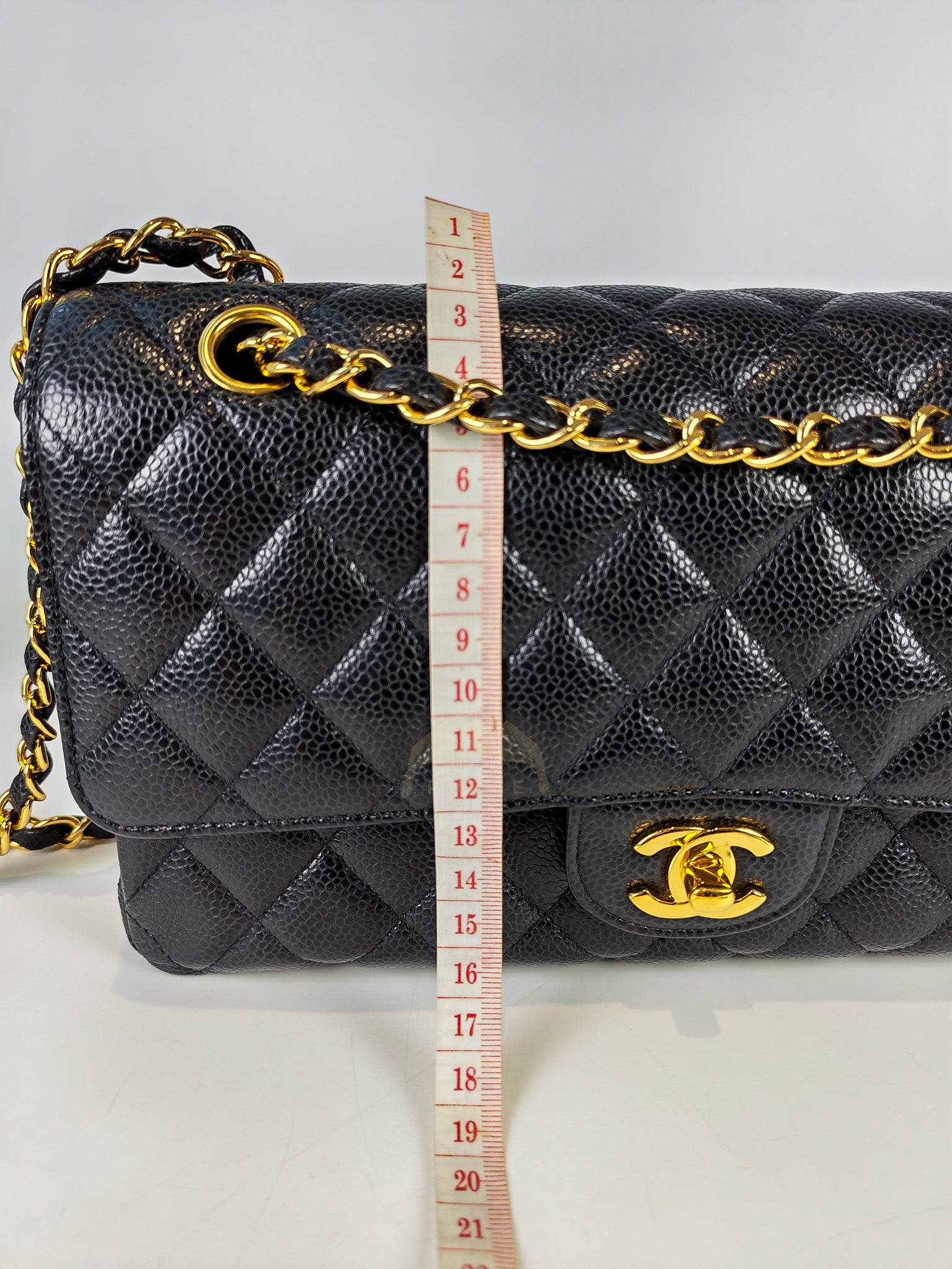 Classic Double Flap Medium in Black Caviar Leather and Gold Hardware Series 20 | Purse Maison Luxury Bags Shop