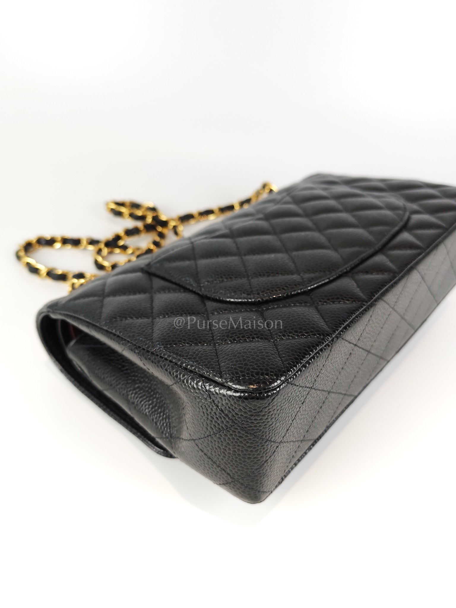 Classic Double Flap Medium in Black Caviar Leather and Gold Hardware Series 29 | Purse Maison Luxury Bags Shop
