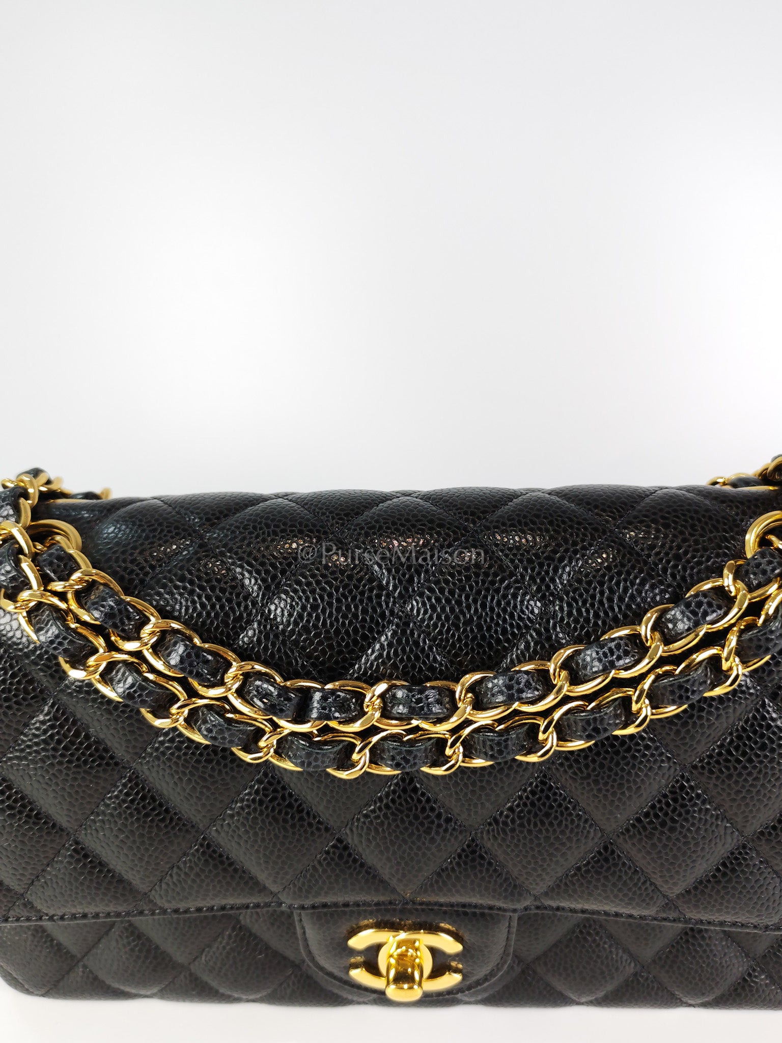 Classic Double Flap Medium in Black Caviar Leather and Gold Hardware Series 29 | Purse Maison Luxury Bags Shop