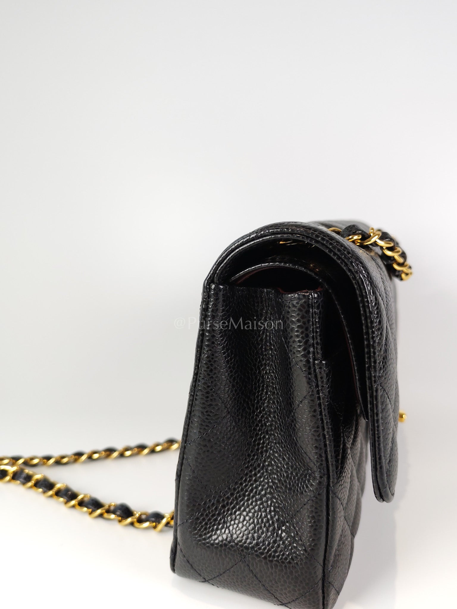 Classic Double Flap Medium in Black Caviar Leather and Gold Hardware Series 29 | Purse Maison Luxury Bags Shop
