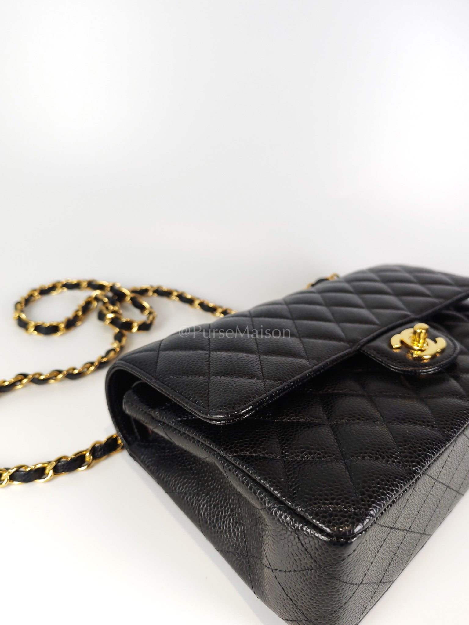 Classic Double Flap Medium in Black Caviar Leather and Gold Hardware Series 29 | Purse Maison Luxury Bags Shop