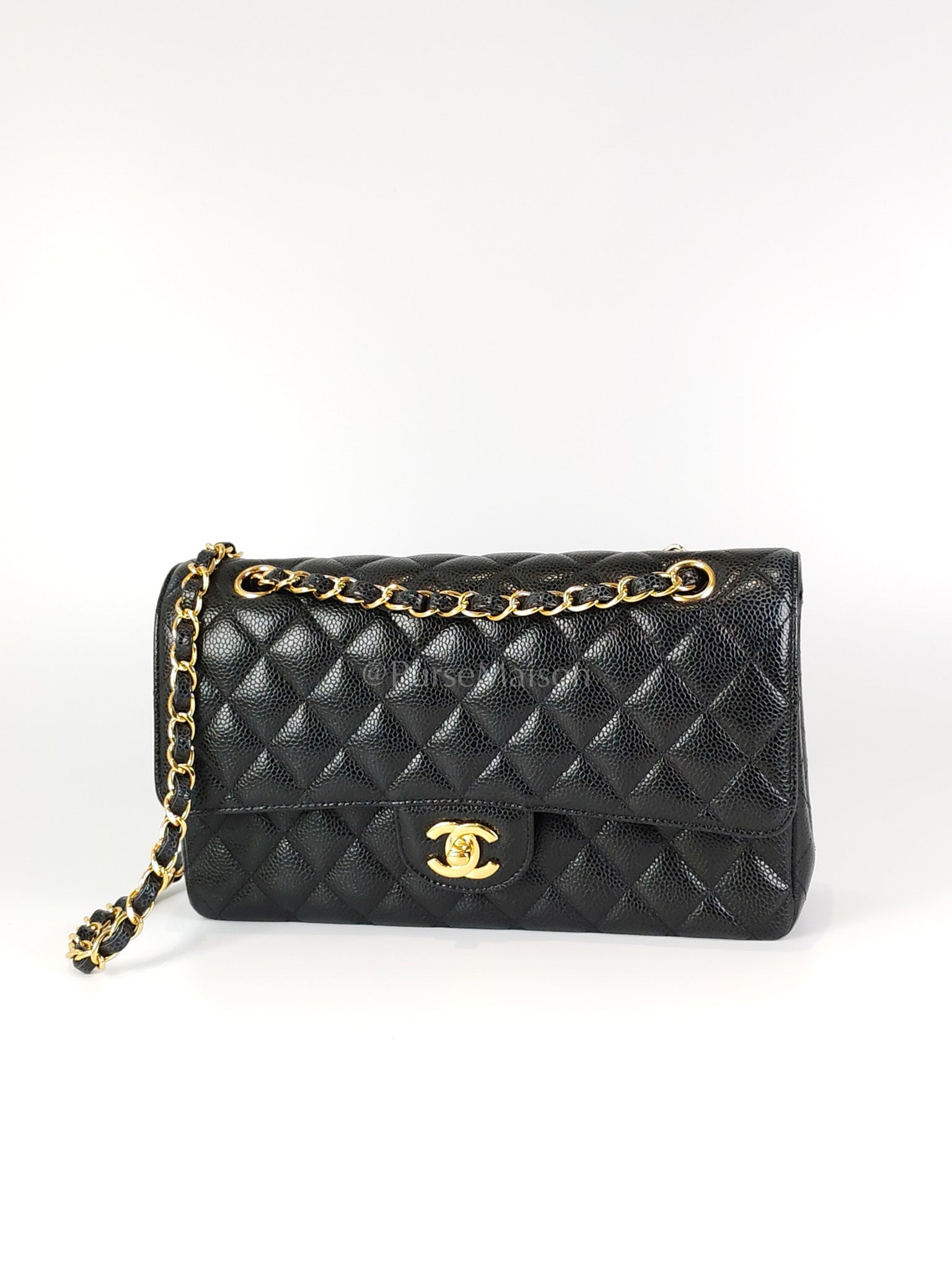 Classic Double Flap Medium in Black Caviar Leather and Gold Hardware Series 29 | Purse Maison Luxury Bags Shop