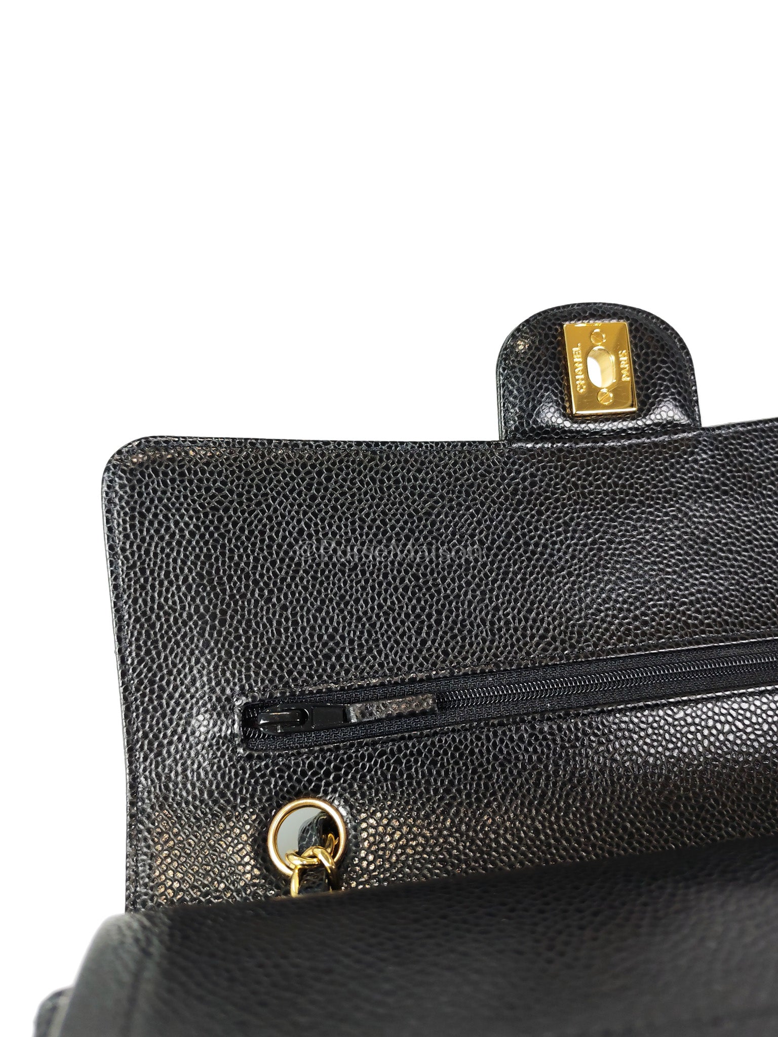 Classic Double Flap Medium in Black Caviar Leather and Gold Hardware Series 29 | Purse Maison Luxury Bags Shop