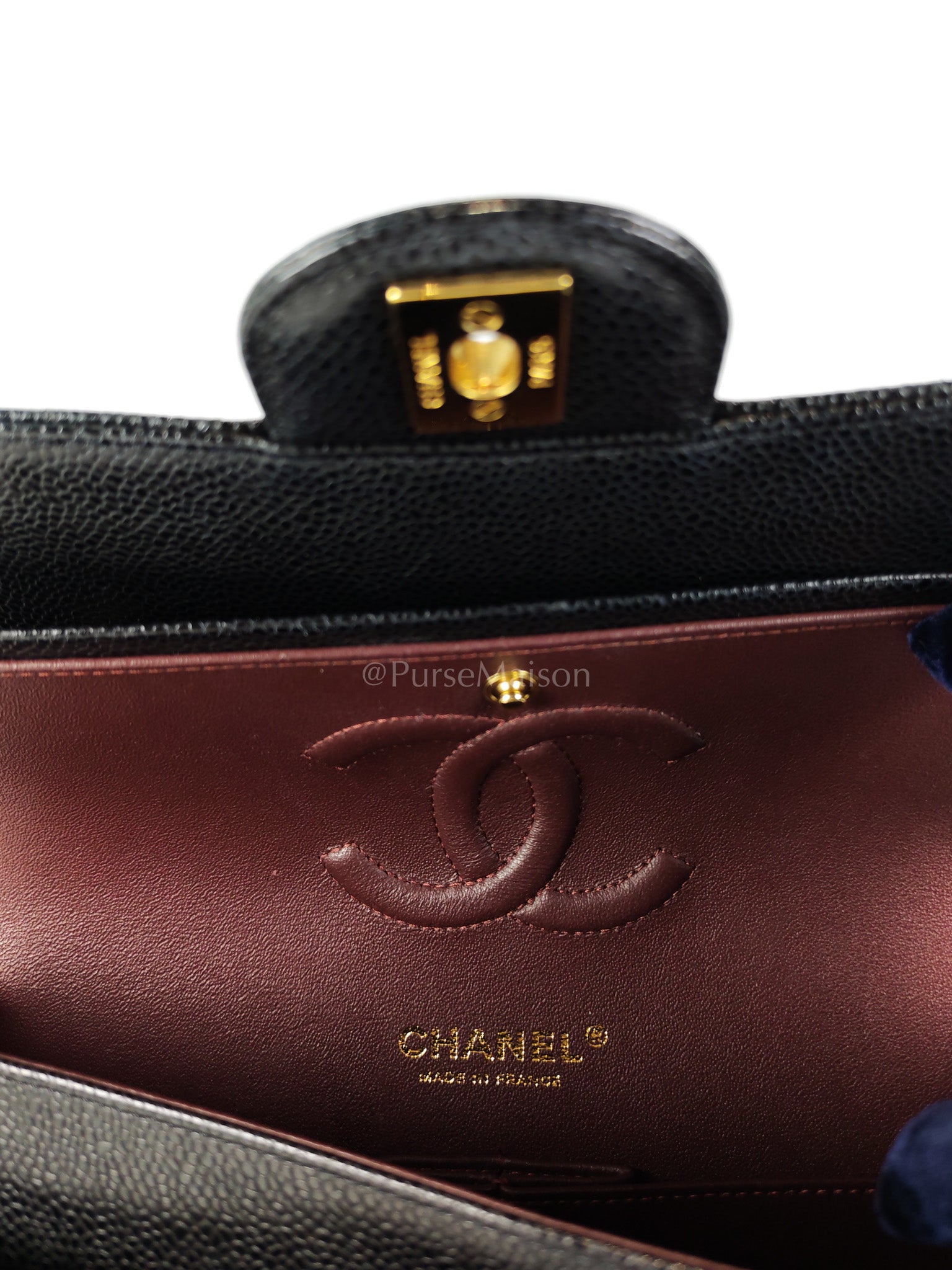 Classic Double Flap Medium in Black Caviar Leather and Gold Hardware Series 29 | Purse Maison Luxury Bags Shop