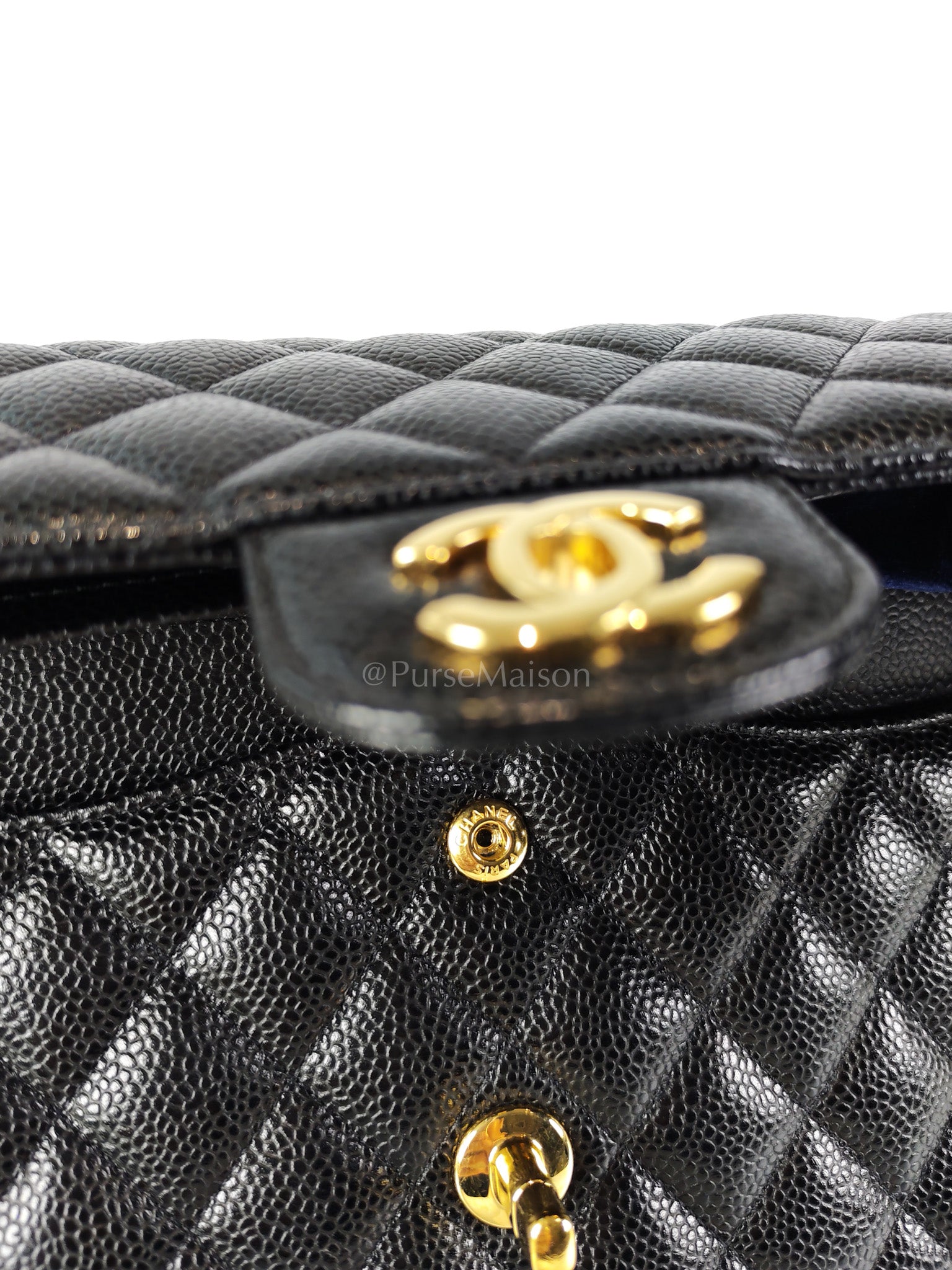 Classic Double Flap Medium in Black Caviar Leather and Gold Hardware Series 29 | Purse Maison Luxury Bags Shop