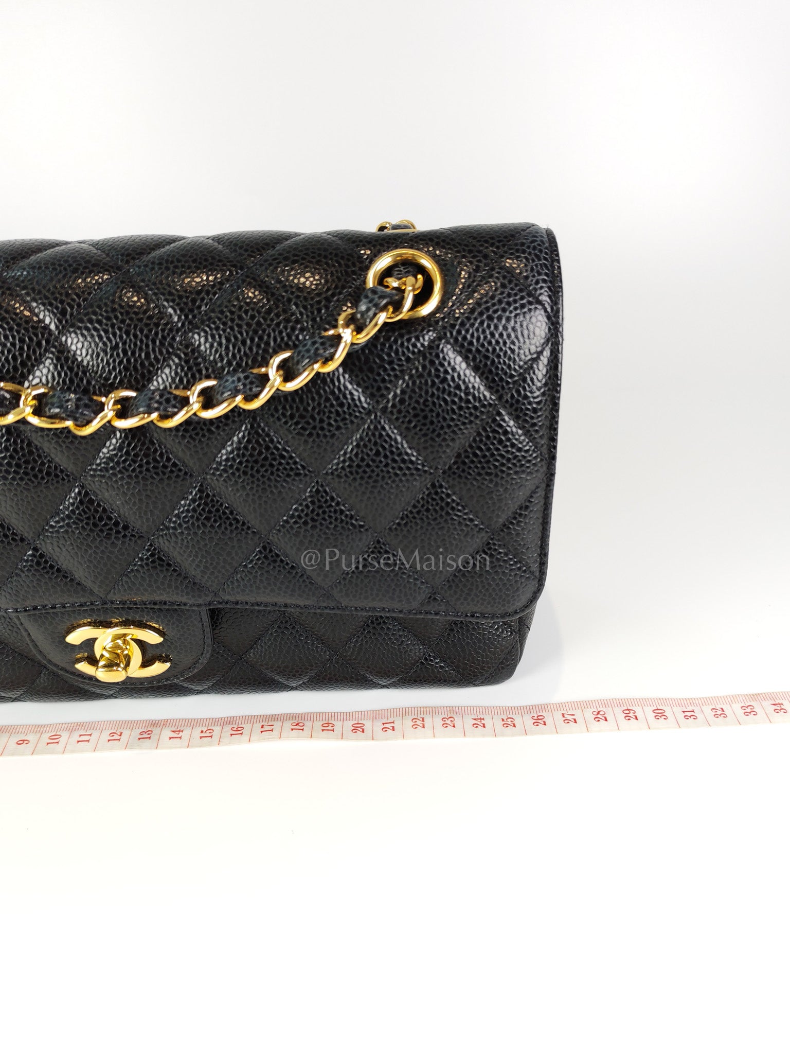Classic Double Flap Medium in Black Caviar Leather and Gold Hardware Series 29 | Purse Maison Luxury Bags Shop