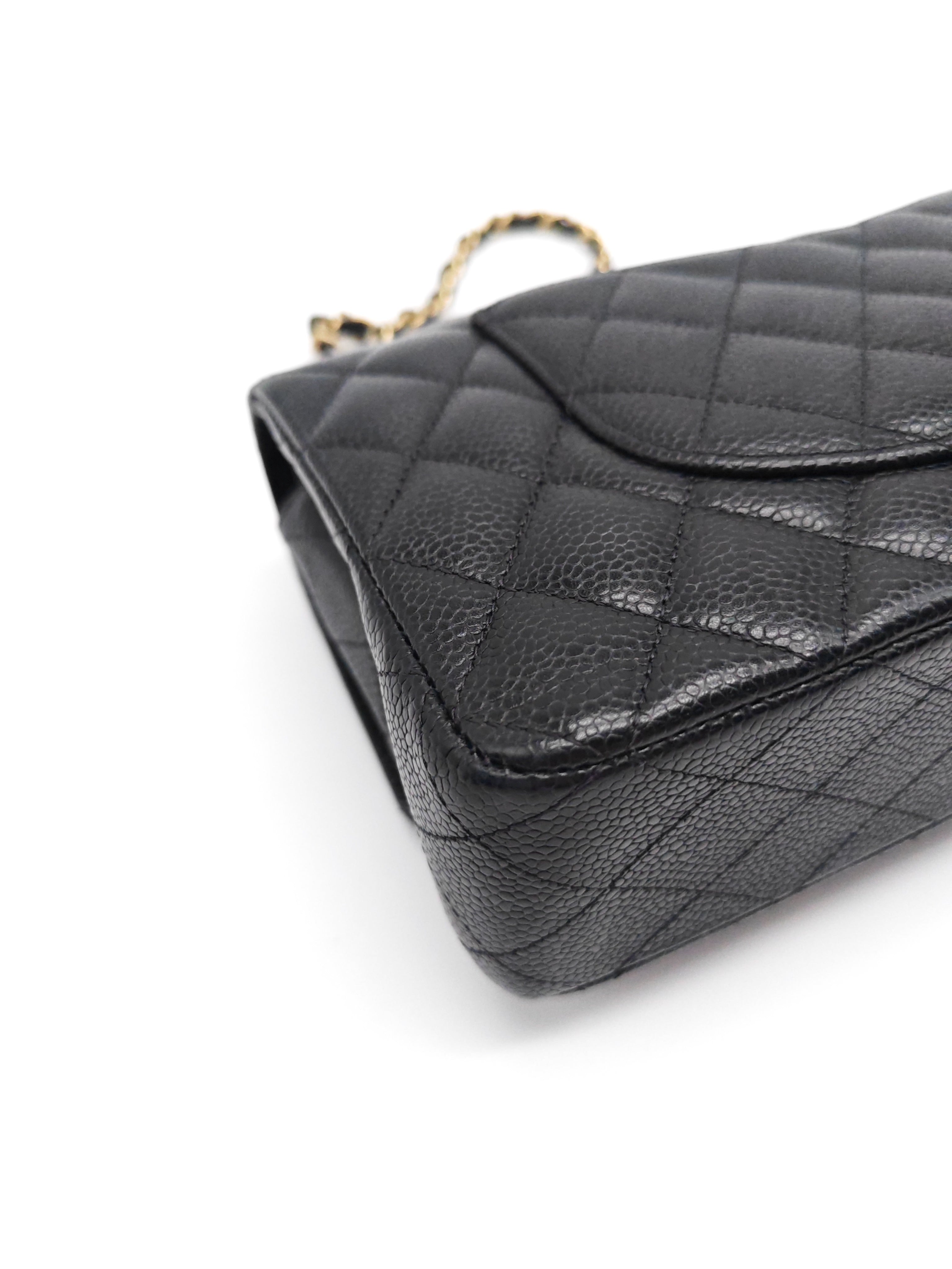 Classic Double Flap Medium in Black Caviar Leather and Gold Hardware(Microchip) | Purse Maison Luxury Bags Shop