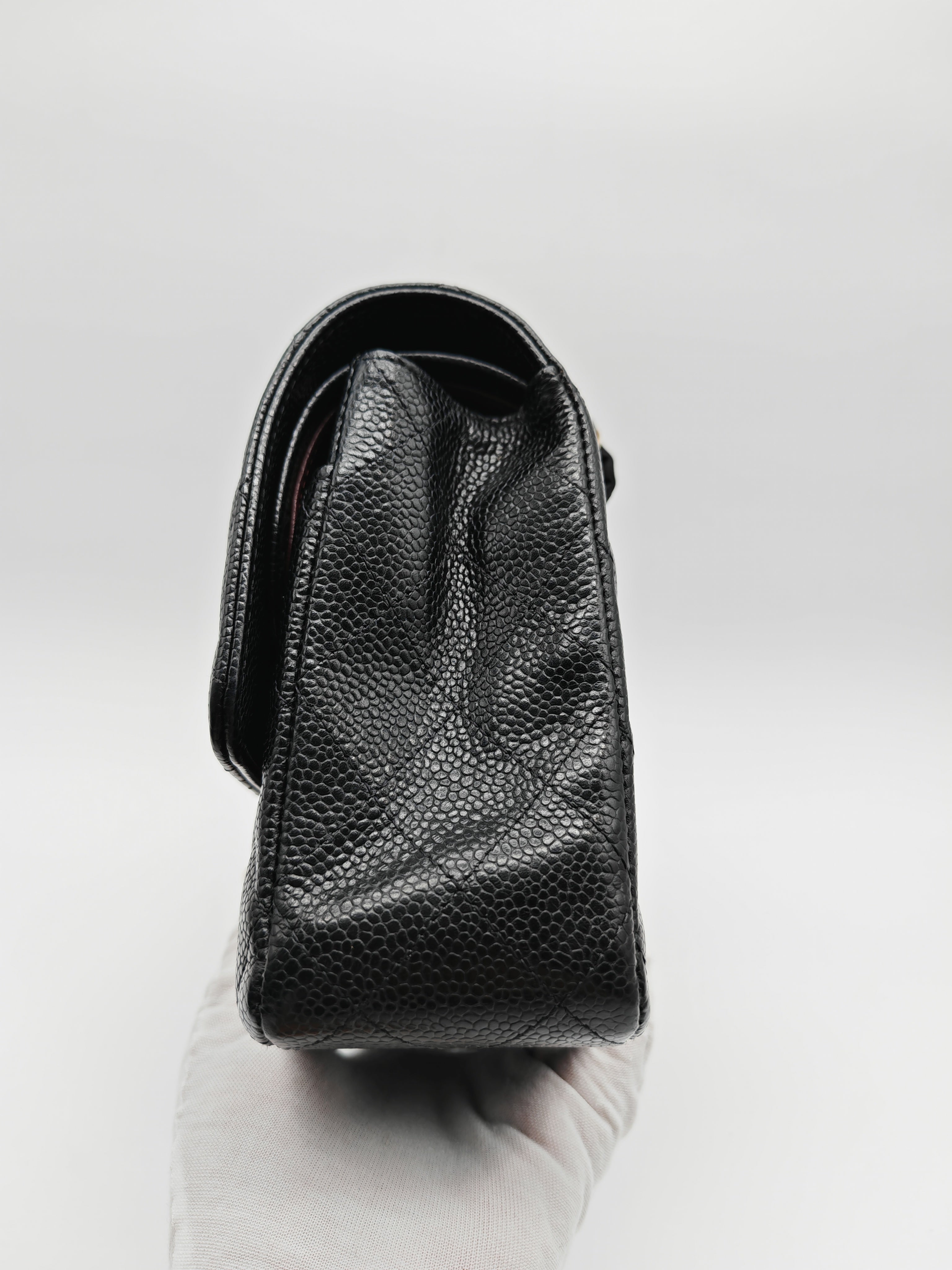 Classic Double Flap Medium in Black Caviar Leather and Gold Hardware(Microchip) | Purse Maison Luxury Bags Shop