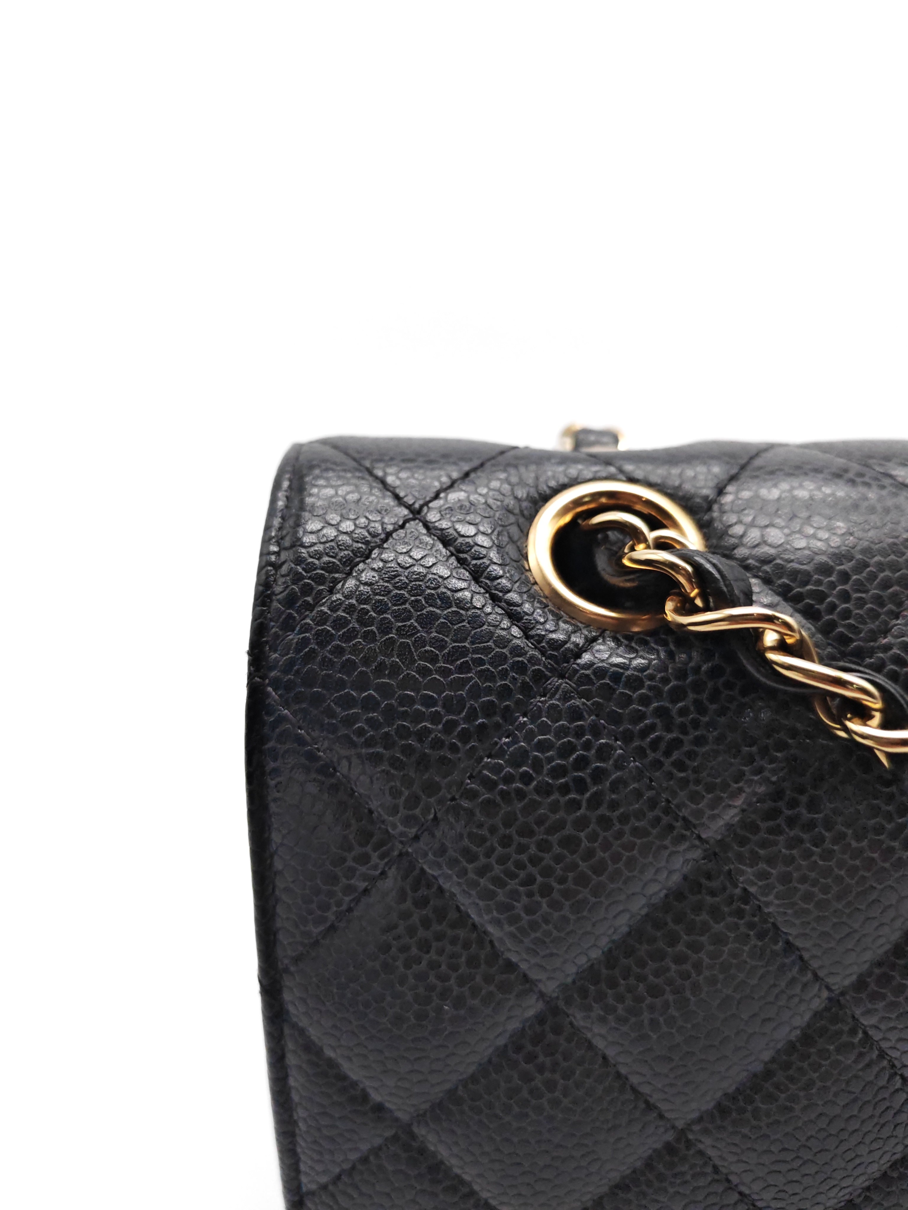 Classic Double Flap Medium in Black Caviar Leather and Gold Hardware(Microchip) | Purse Maison Luxury Bags Shop