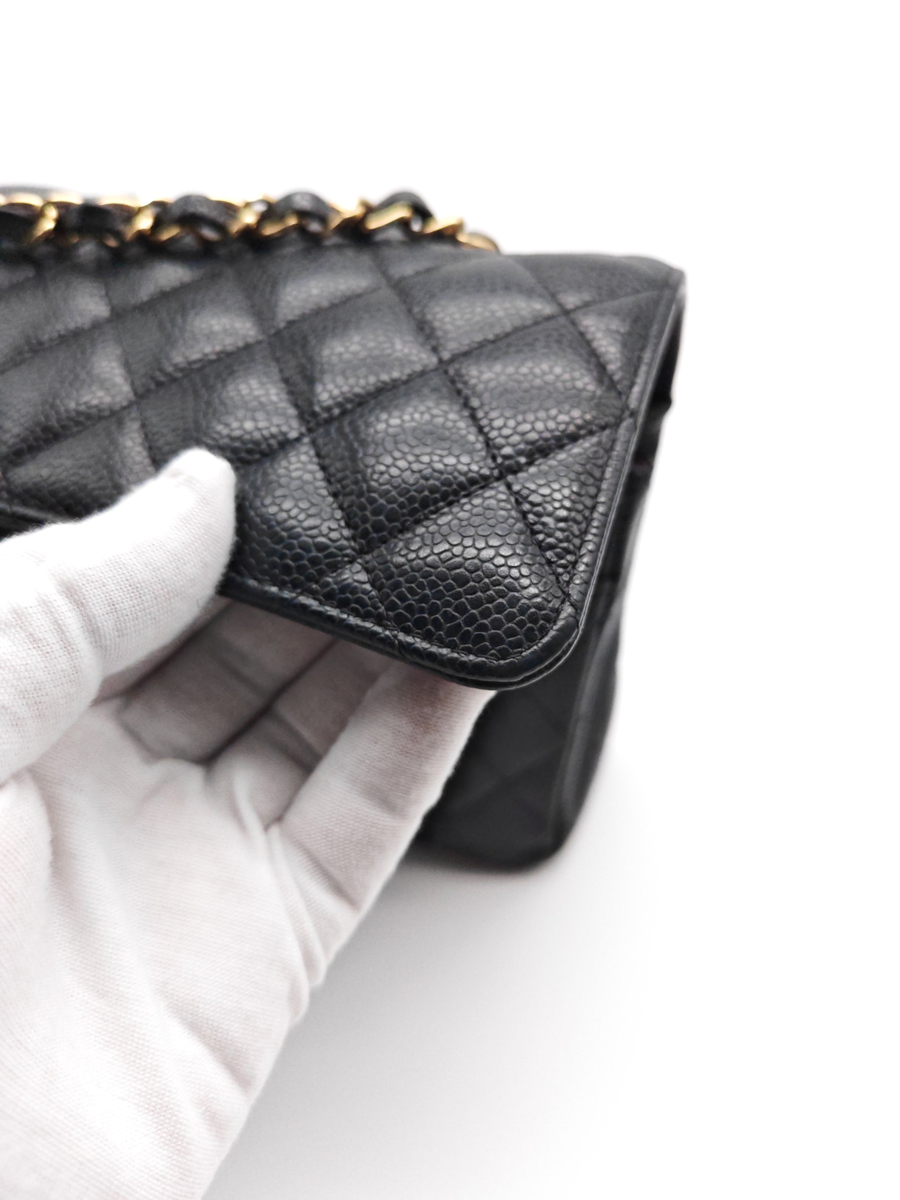 Classic Double Flap Medium in Black Caviar Leather and Gold Hardware(Microchip) | Purse Maison Luxury Bags Shop