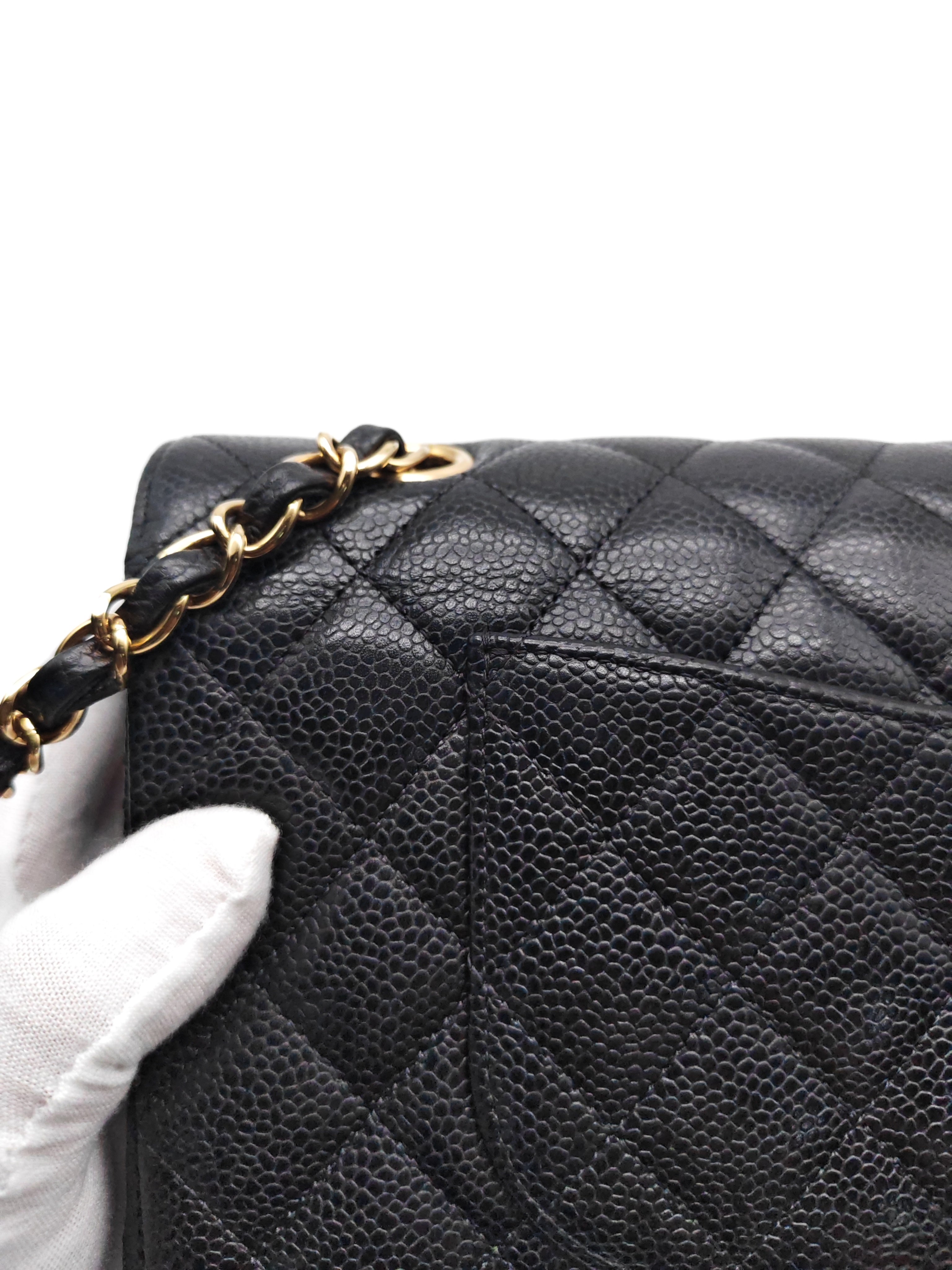 Classic Double Flap Medium in Black Caviar Leather and Gold Hardware(Microchip) | Purse Maison Luxury Bags Shop