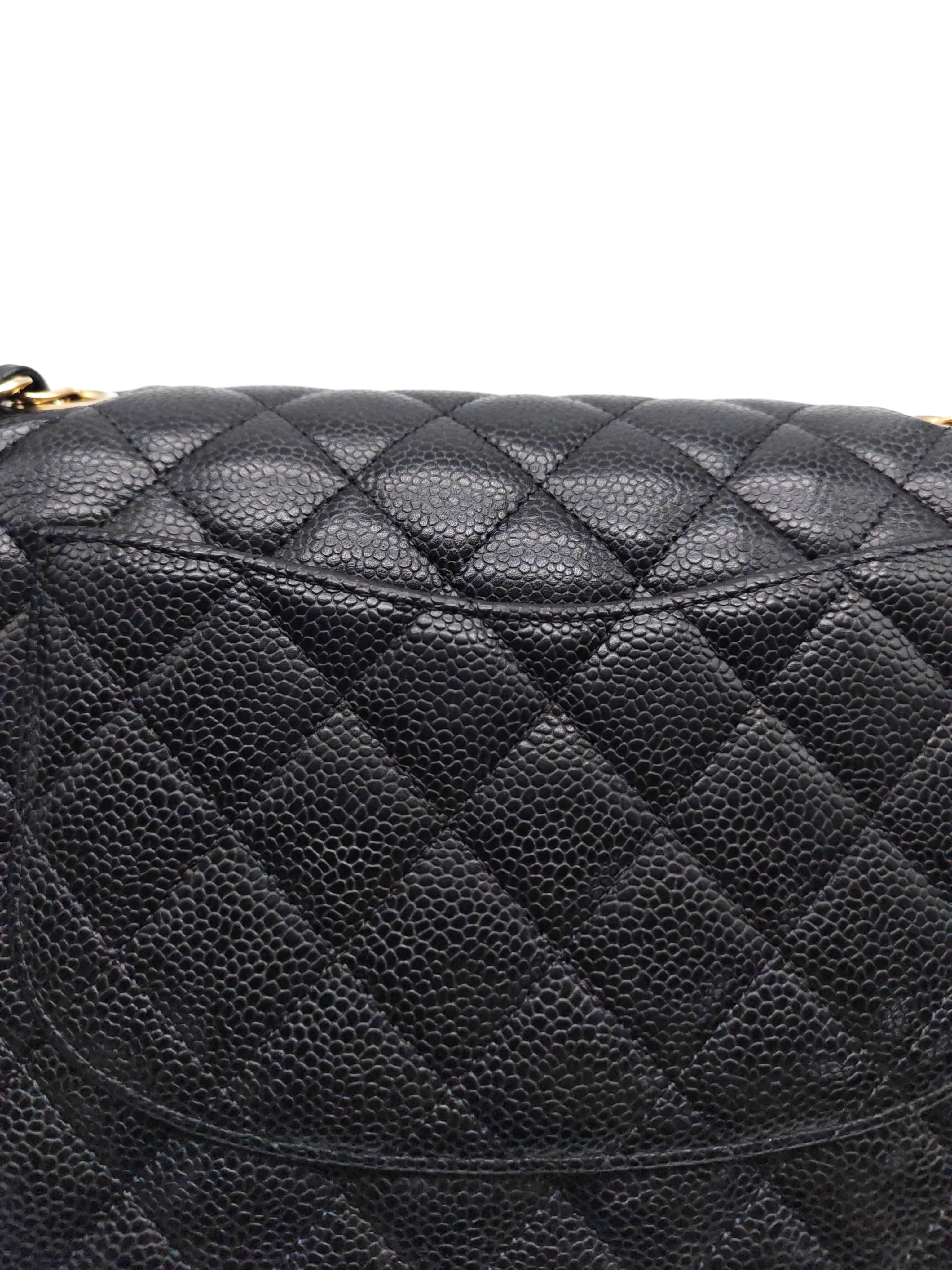 Classic Double Flap Medium in Black Caviar Leather and Gold Hardware(Microchip) | Purse Maison Luxury Bags Shop