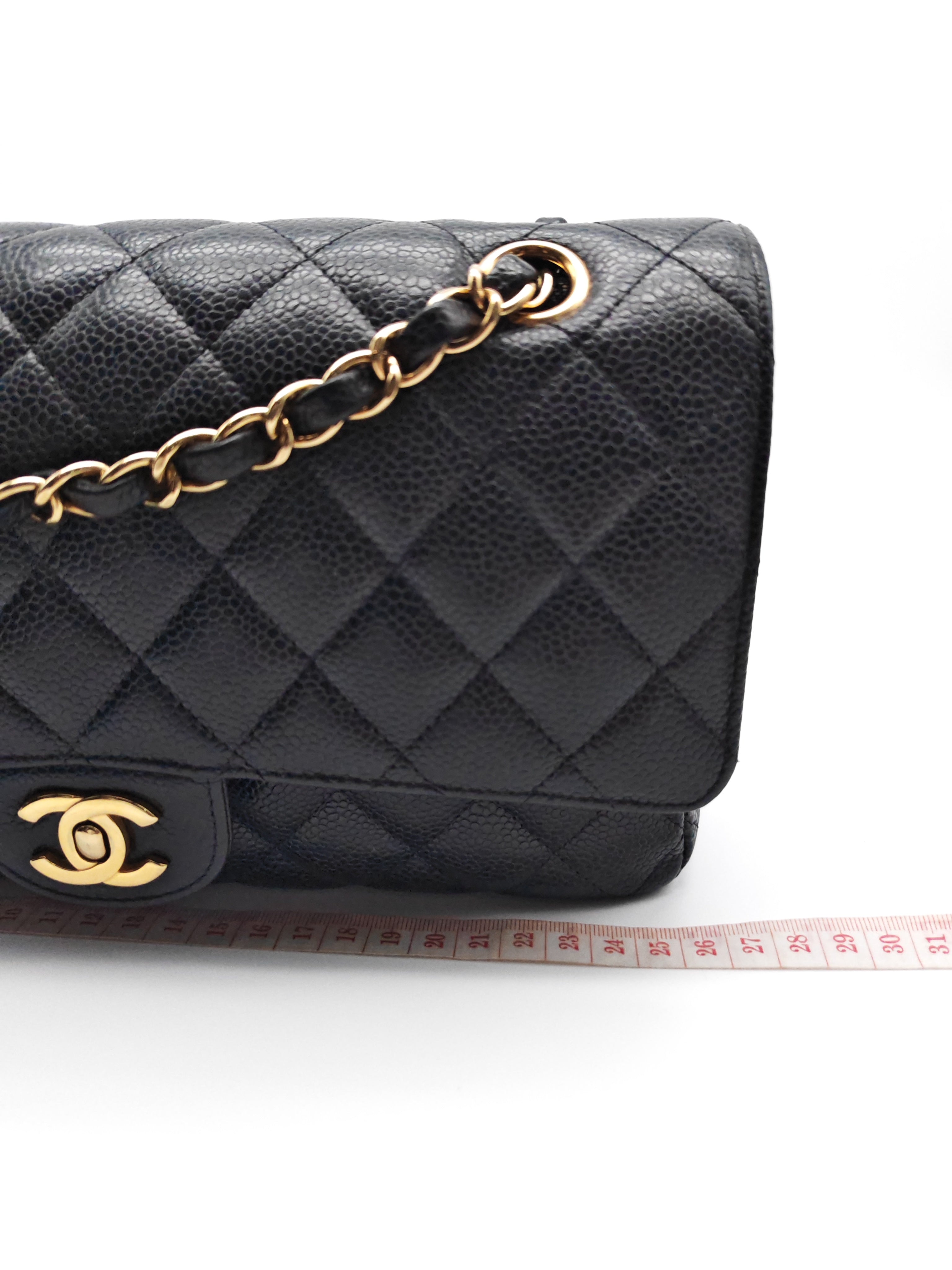 Classic Double Flap Medium in Black Caviar Leather and Gold Hardware(Microchip) | Purse Maison Luxury Bags Shop