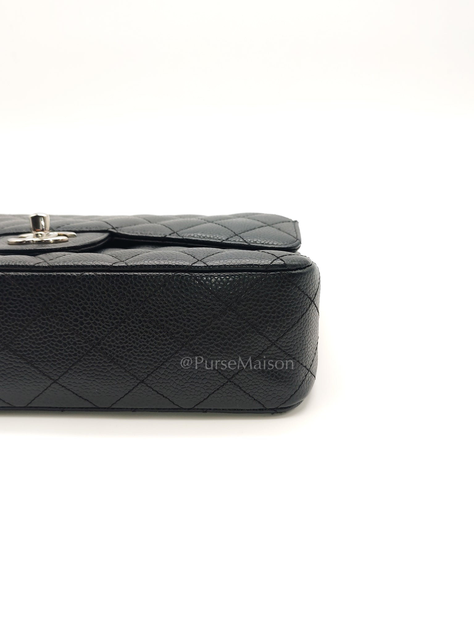 Classic Double Flap Medium in Black Caviar Leather and Silver Hardware Series 12 | Purse Maison Luxury Bags Shop