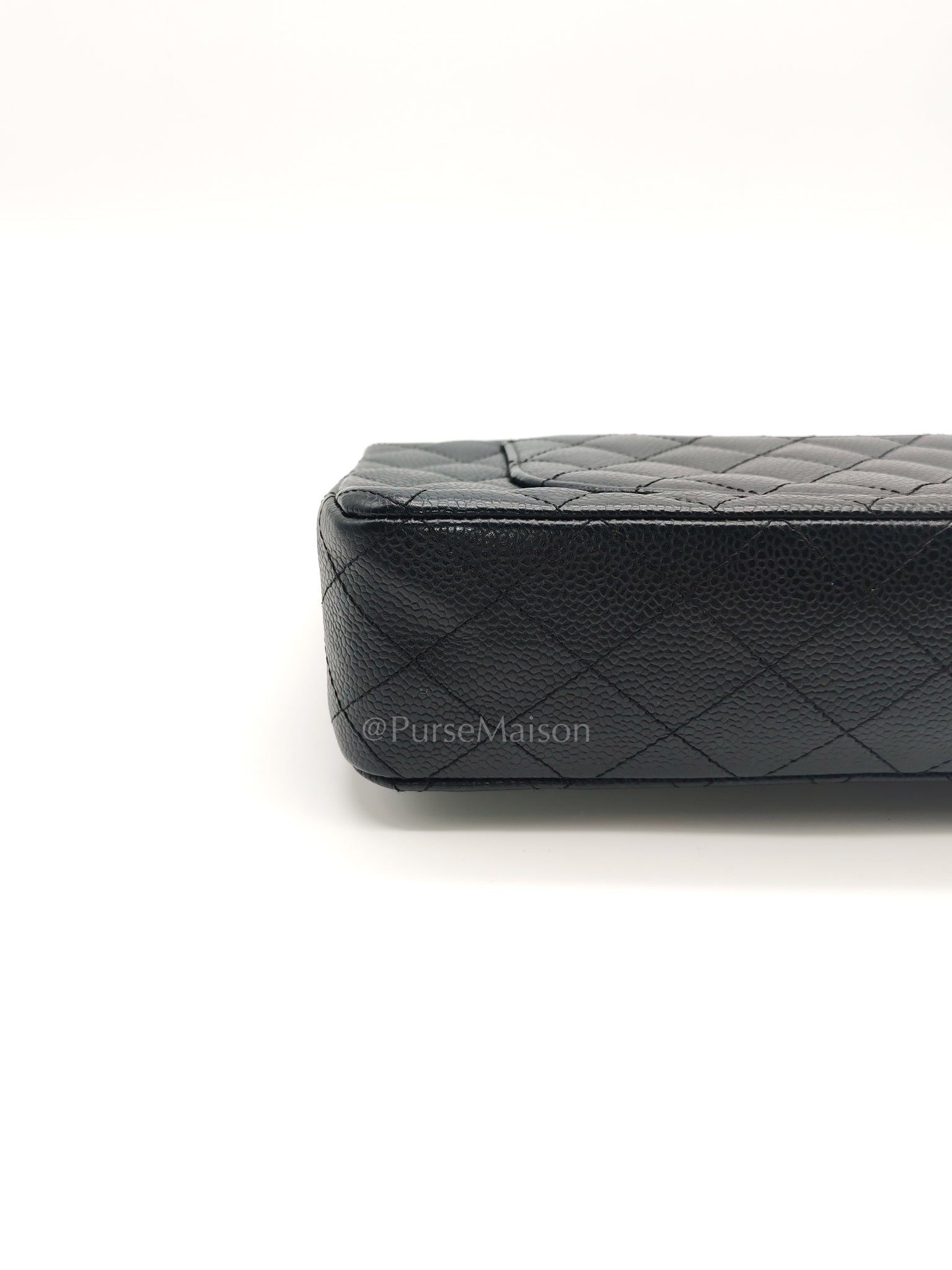 Classic Double Flap Medium in Black Caviar Leather and Silver Hardware Series 12 | Purse Maison Luxury Bags Shop