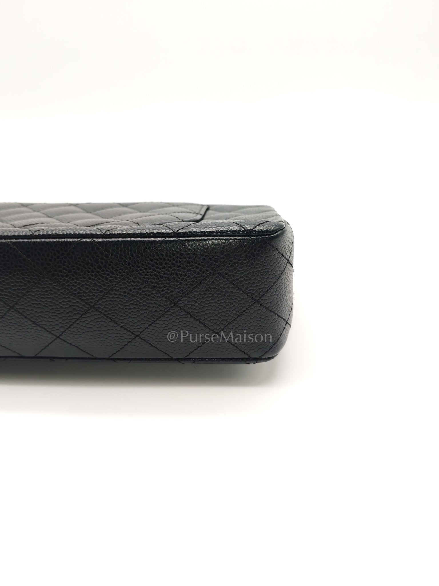 Classic Double Flap Medium in Black Caviar Leather and Silver Hardware Series 12 | Purse Maison Luxury Bags Shop