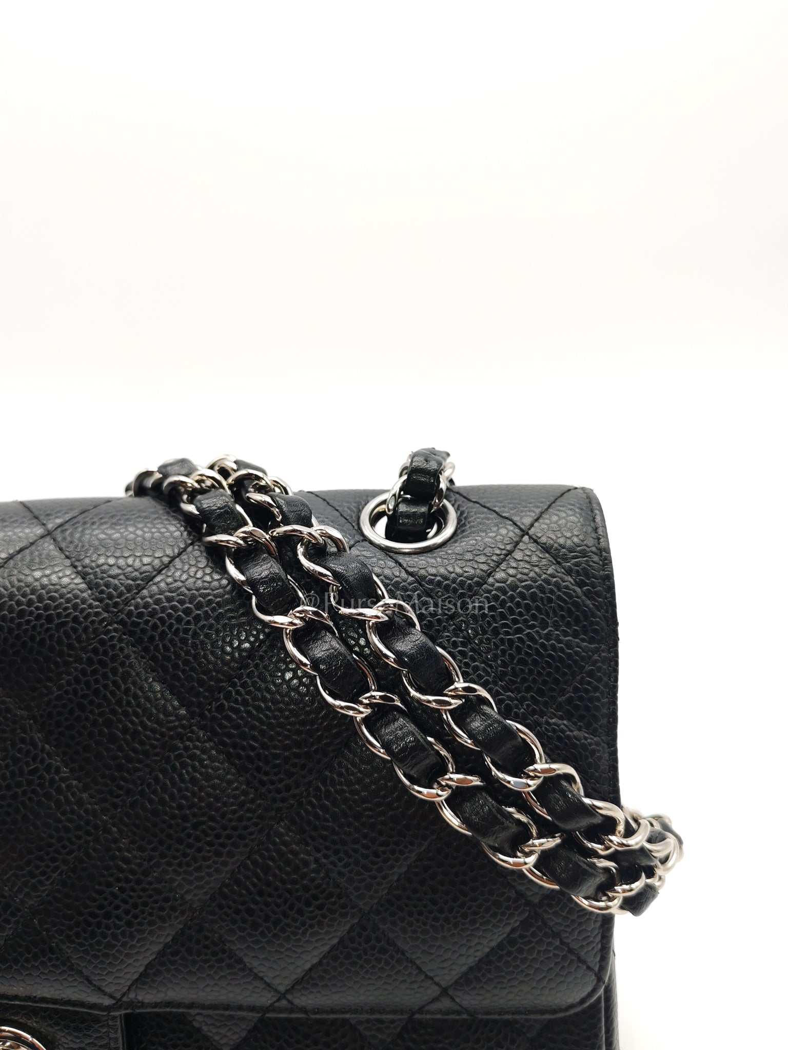 Classic Double Flap Medium in Black Caviar Leather and Silver Hardware Series 12 | Purse Maison Luxury Bags Shop