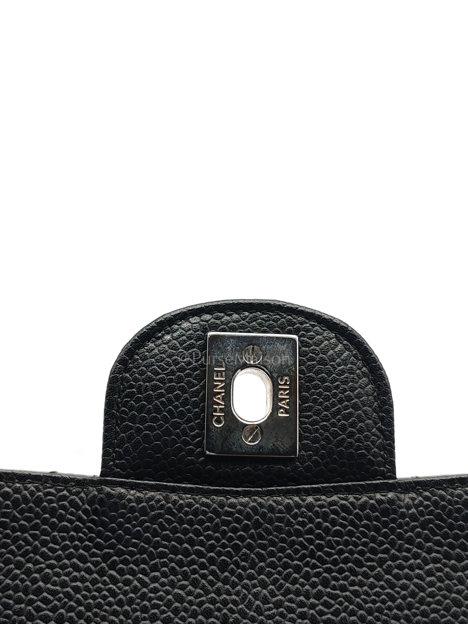 Classic Double Flap Medium in Black Caviar Leather and Silver Hardware Series 12 | Purse Maison Luxury Bags Shop