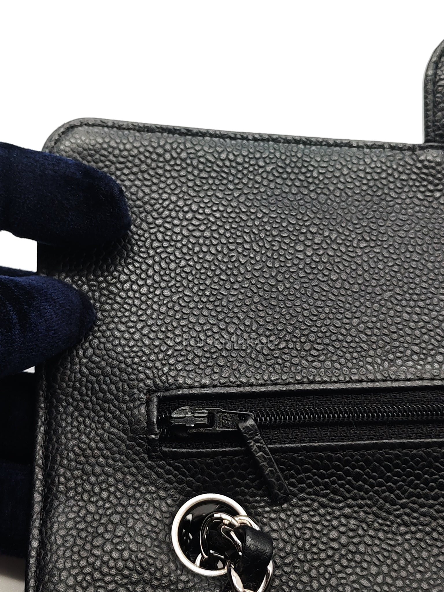 Classic Double Flap Medium in Black Caviar Leather and Silver Hardware Series 12 | Purse Maison Luxury Bags Shop