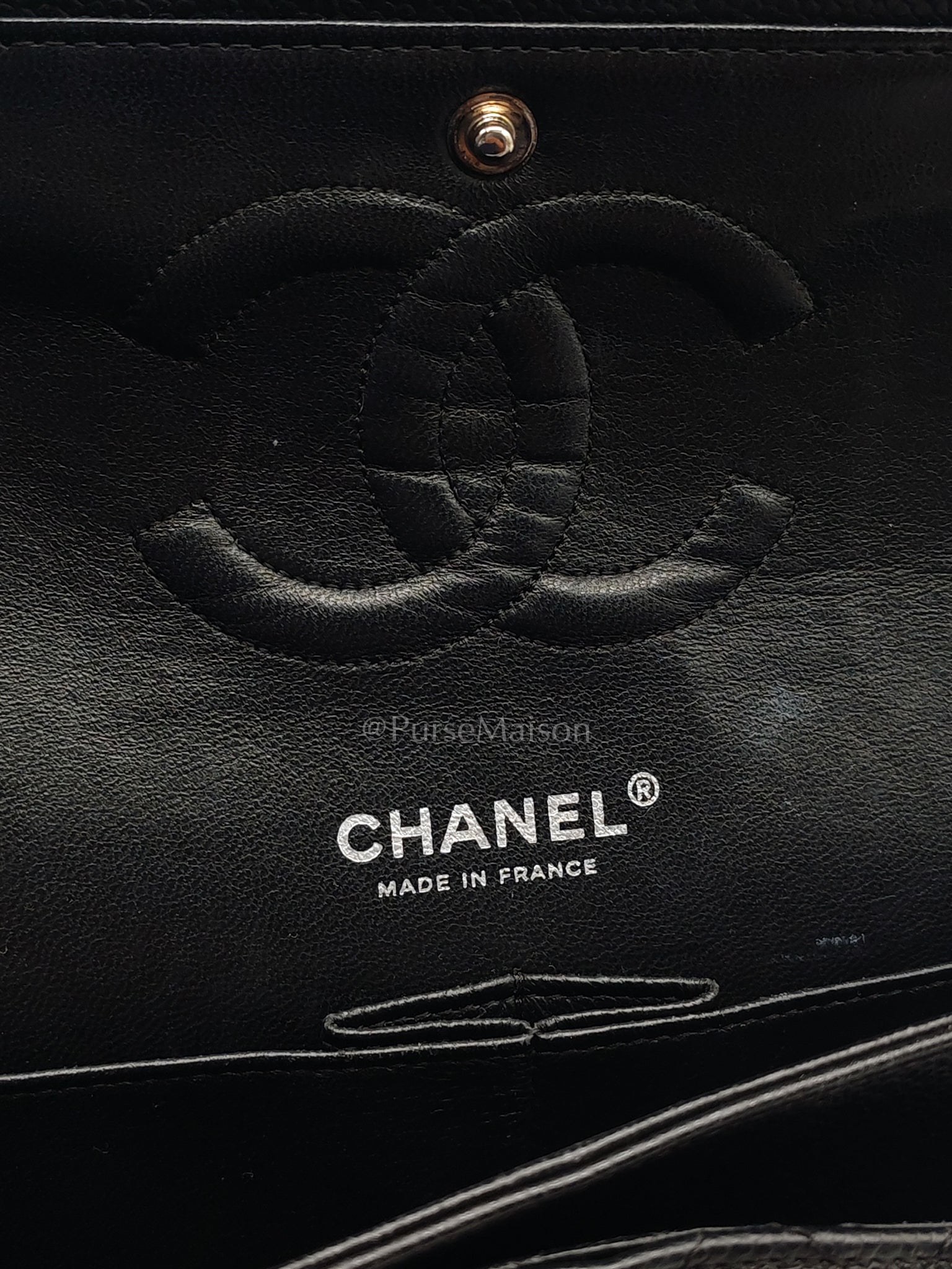 Classic Double Flap Medium in Black Caviar Leather and Silver Hardware Series 12 | Purse Maison Luxury Bags Shop