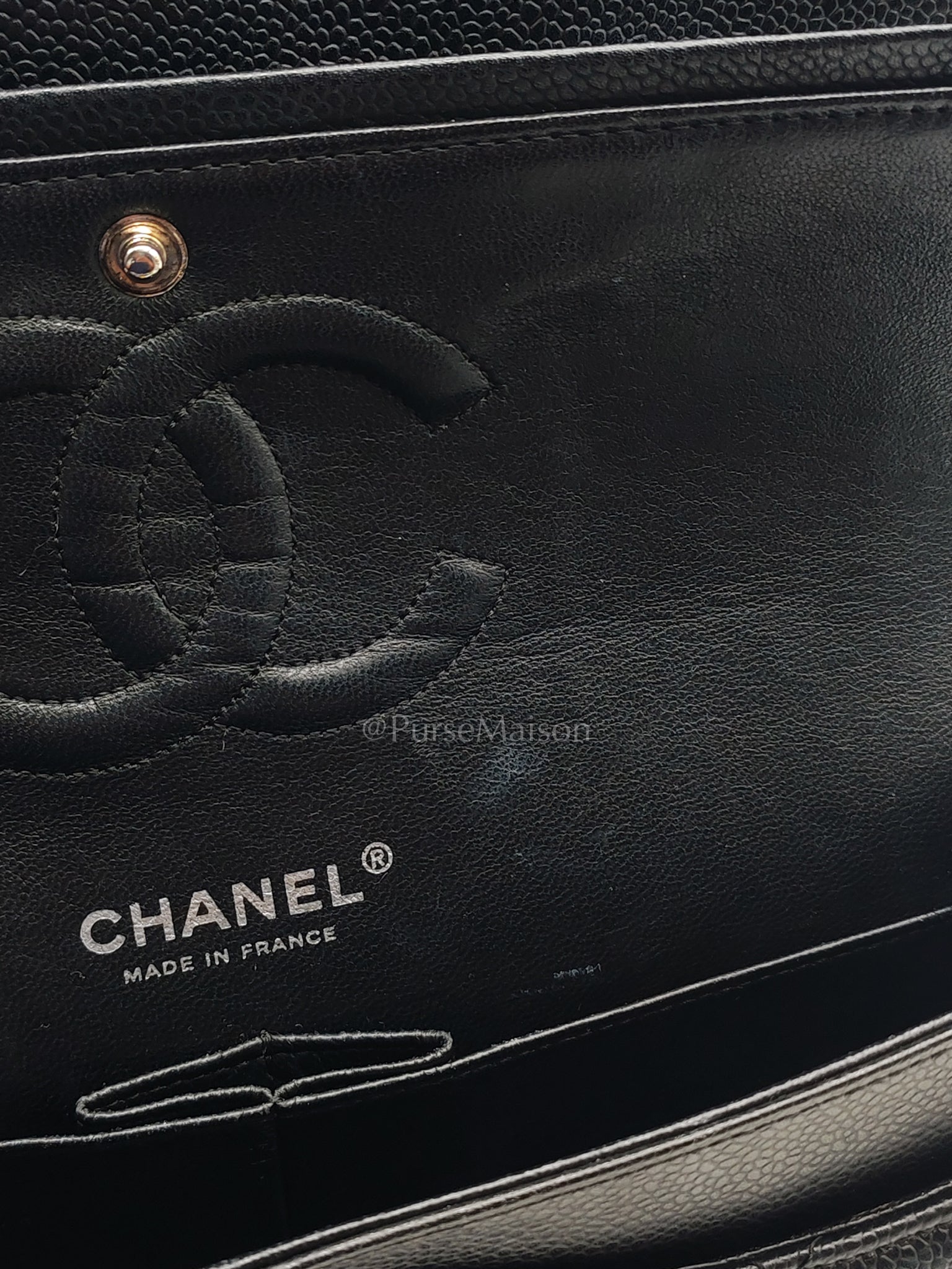 Classic Double Flap Medium in Black Caviar Leather and Silver Hardware Series 12 | Purse Maison Luxury Bags Shop