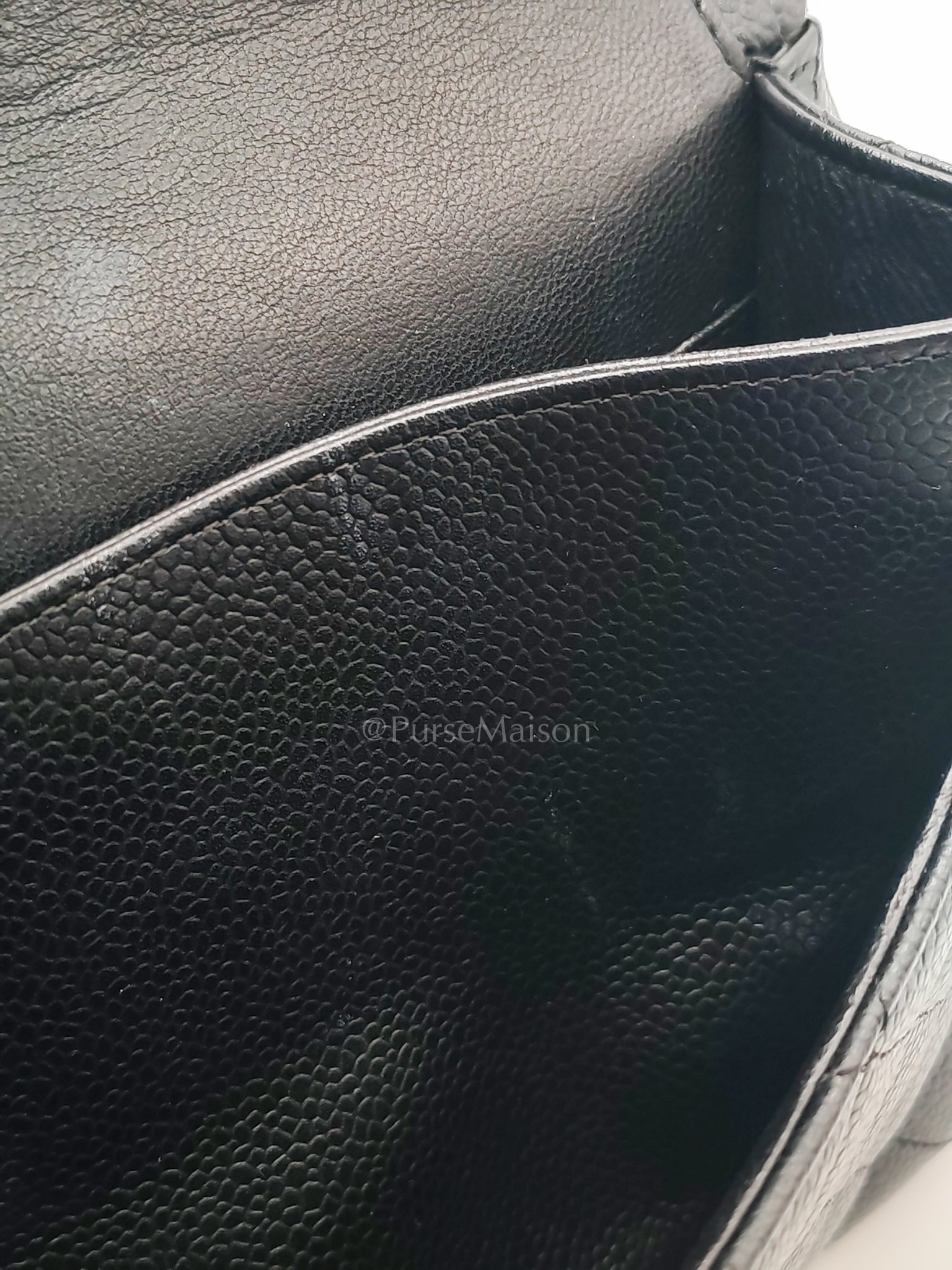 Classic Double Flap Medium in Black Caviar Leather and Silver Hardware Series 12 | Purse Maison Luxury Bags Shop