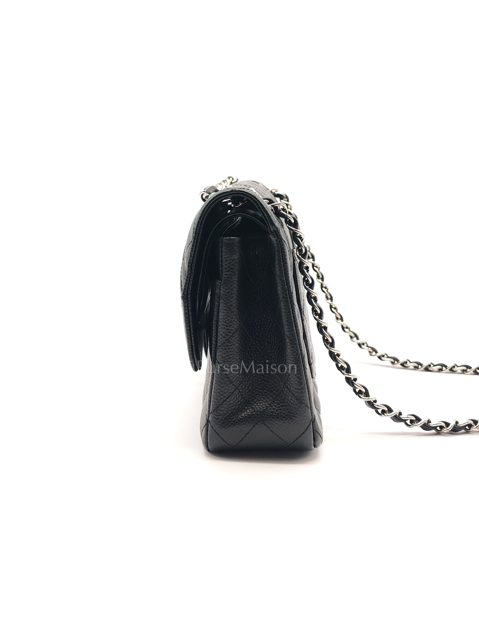 Classic Double Flap Medium in Black Caviar Leather and Silver Hardware Series 12 | Purse Maison Luxury Bags Shop