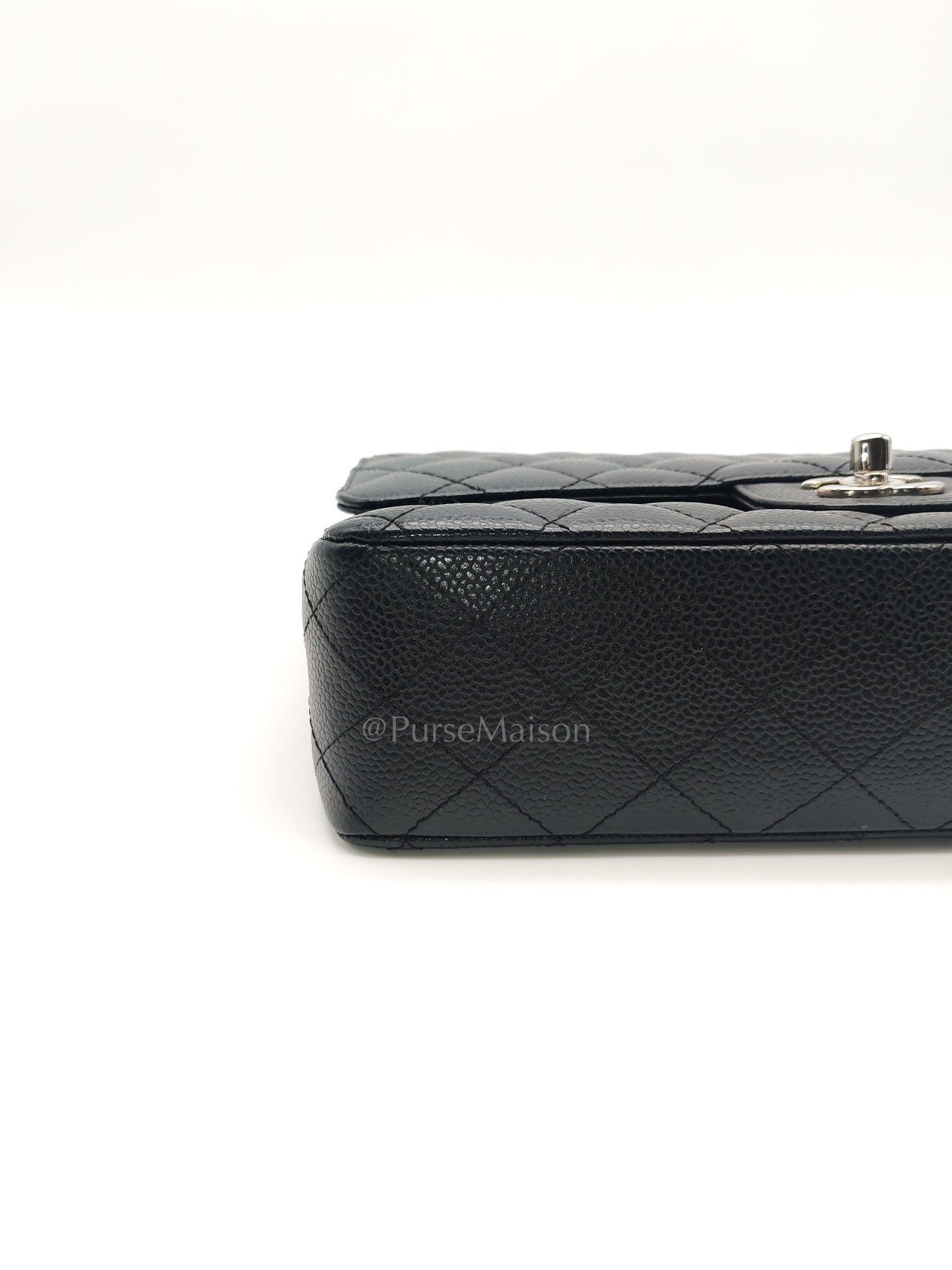 Classic Double Flap Medium in Black Caviar Leather and Silver Hardware Series 12 | Purse Maison Luxury Bags Shop