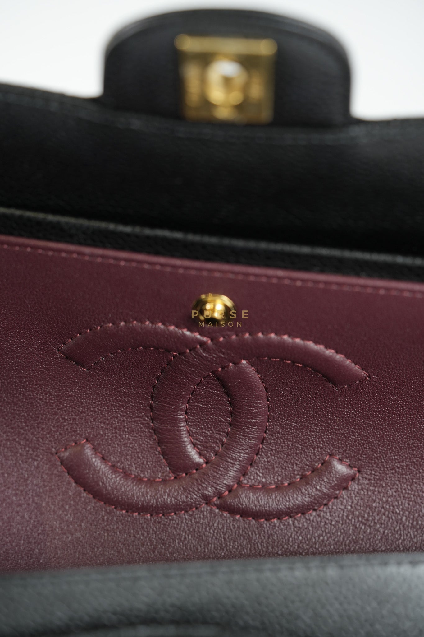 Classic Double Flap Medium in Black Caviar Leather Gold Hardware (Microchip) | Purse Maison Luxury Bags Shop