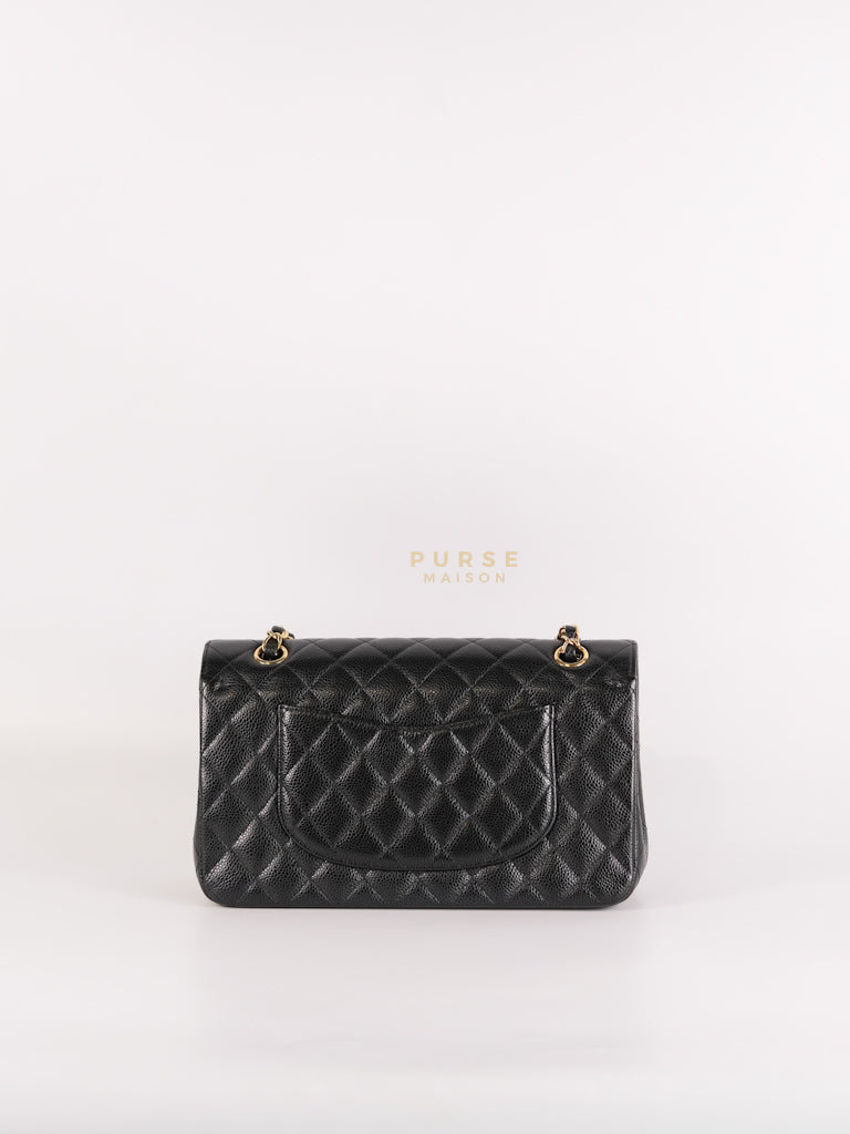Classic Double Flap Medium in Black Caviar Leather Gold Hardware (Microchip) | Purse Maison Luxury Bags Shop