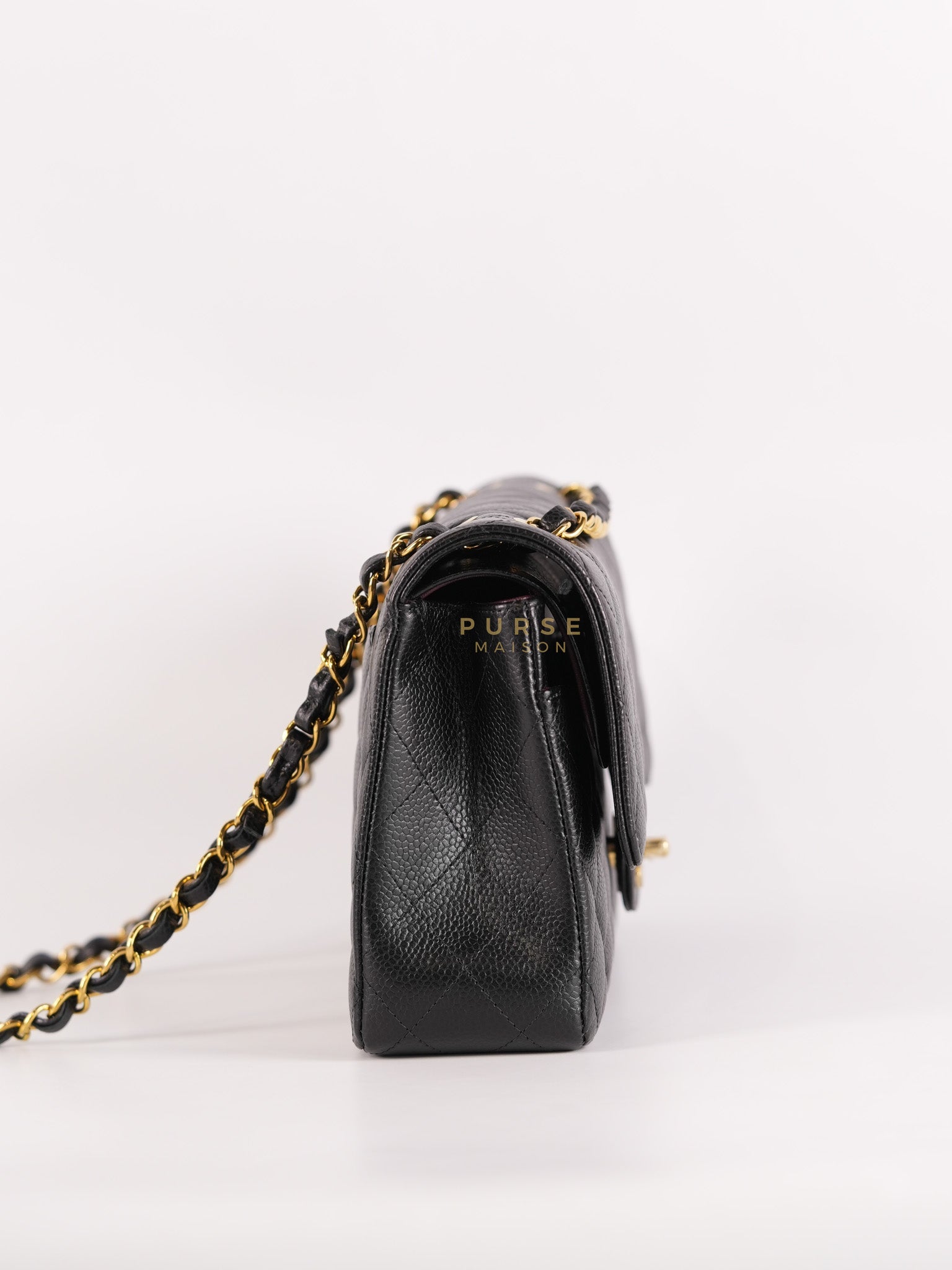 Classic Double Flap Medium in Black Caviar Leather Gold Hardware (Microchip) | Purse Maison Luxury Bags Shop