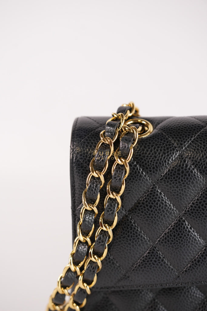 Classic Double Flap Medium in Black Caviar Leather Gold Hardware (Microchip) | Purse Maison Luxury Bags Shop