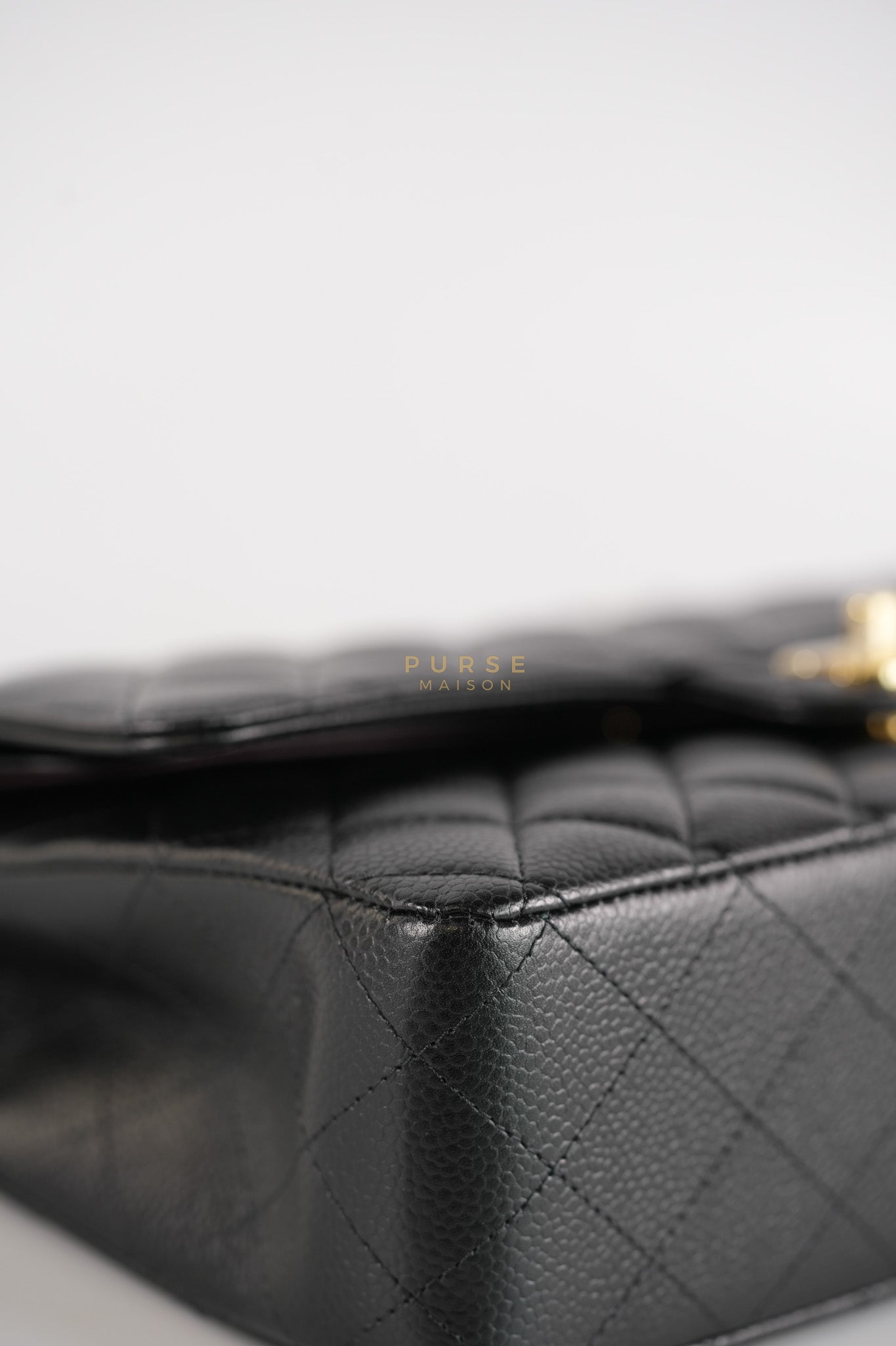 Classic Double Flap Medium in Black Caviar Leather Gold Hardware (Microchip) | Purse Maison Luxury Bags Shop