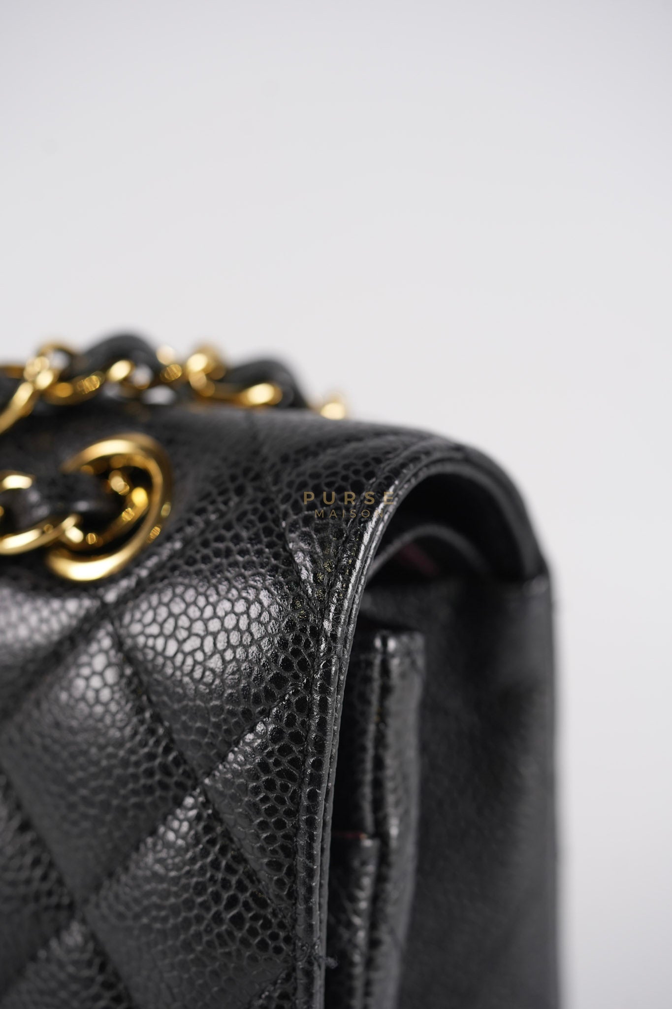 Classic Double Flap Medium in Black Caviar Leather Gold Hardware (Series 15) | Purse Maison Luxury Bags Shop