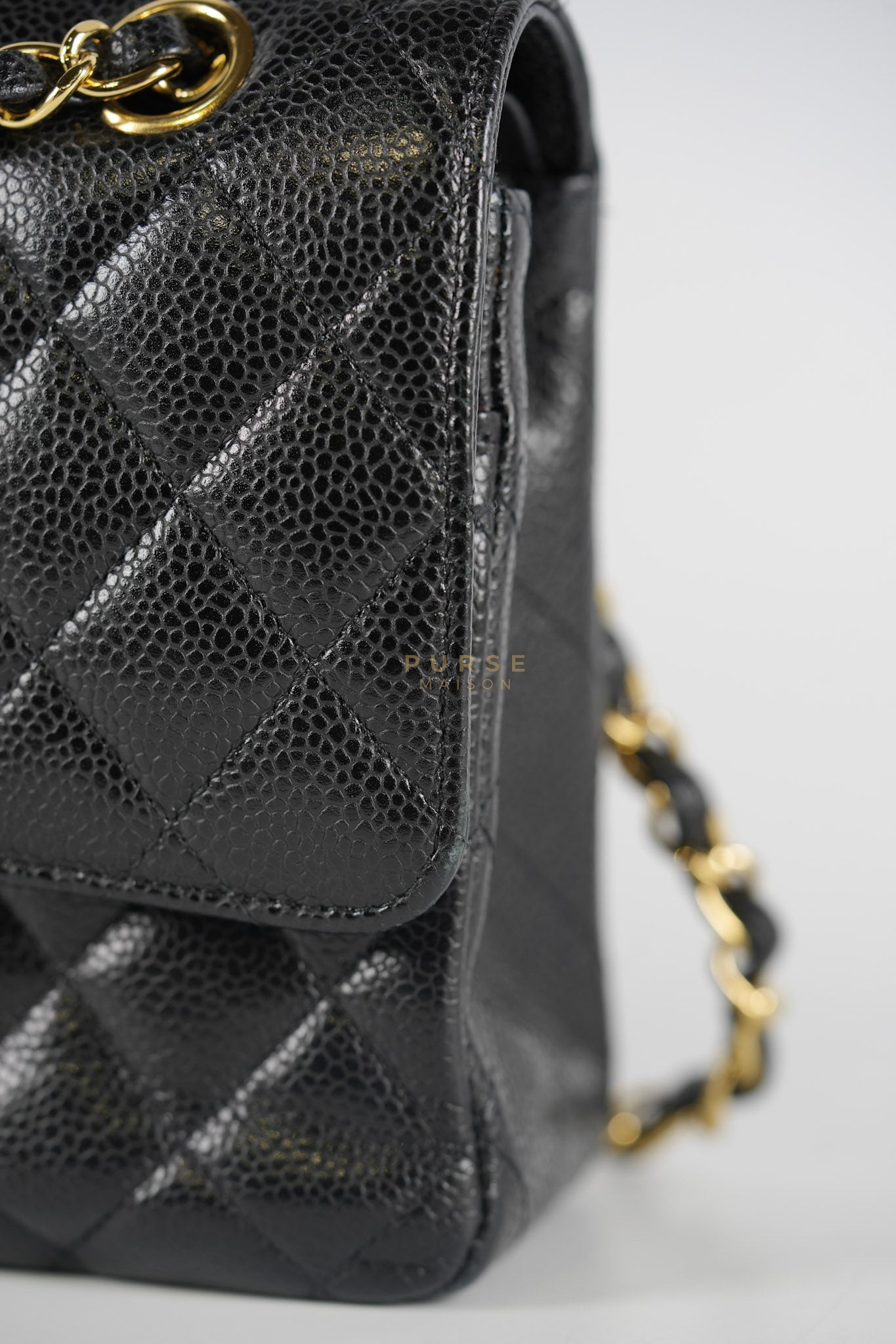 Classic Double Flap Medium in Black Caviar Leather Gold Hardware (Series 15) | Purse Maison Luxury Bags Shop