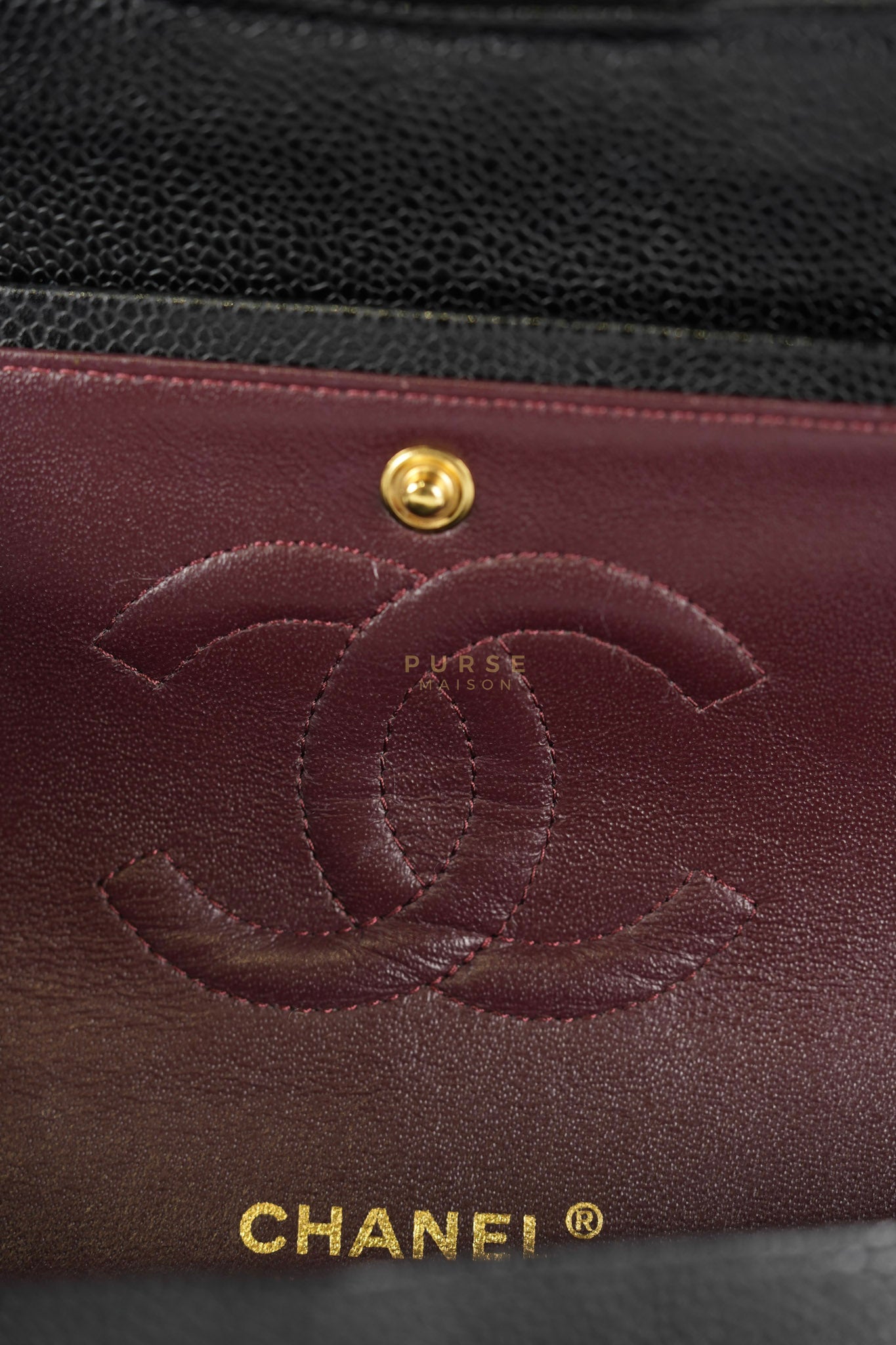 Classic Double Flap Medium in Black Caviar Leather Gold Hardware (Series 15) | Purse Maison Luxury Bags Shop