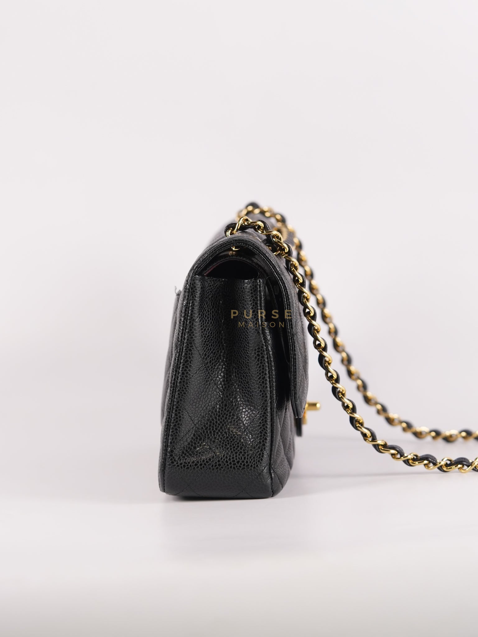 Classic Double Flap Medium in Black Caviar Leather Gold Hardware (Series 15) | Purse Maison Luxury Bags Shop