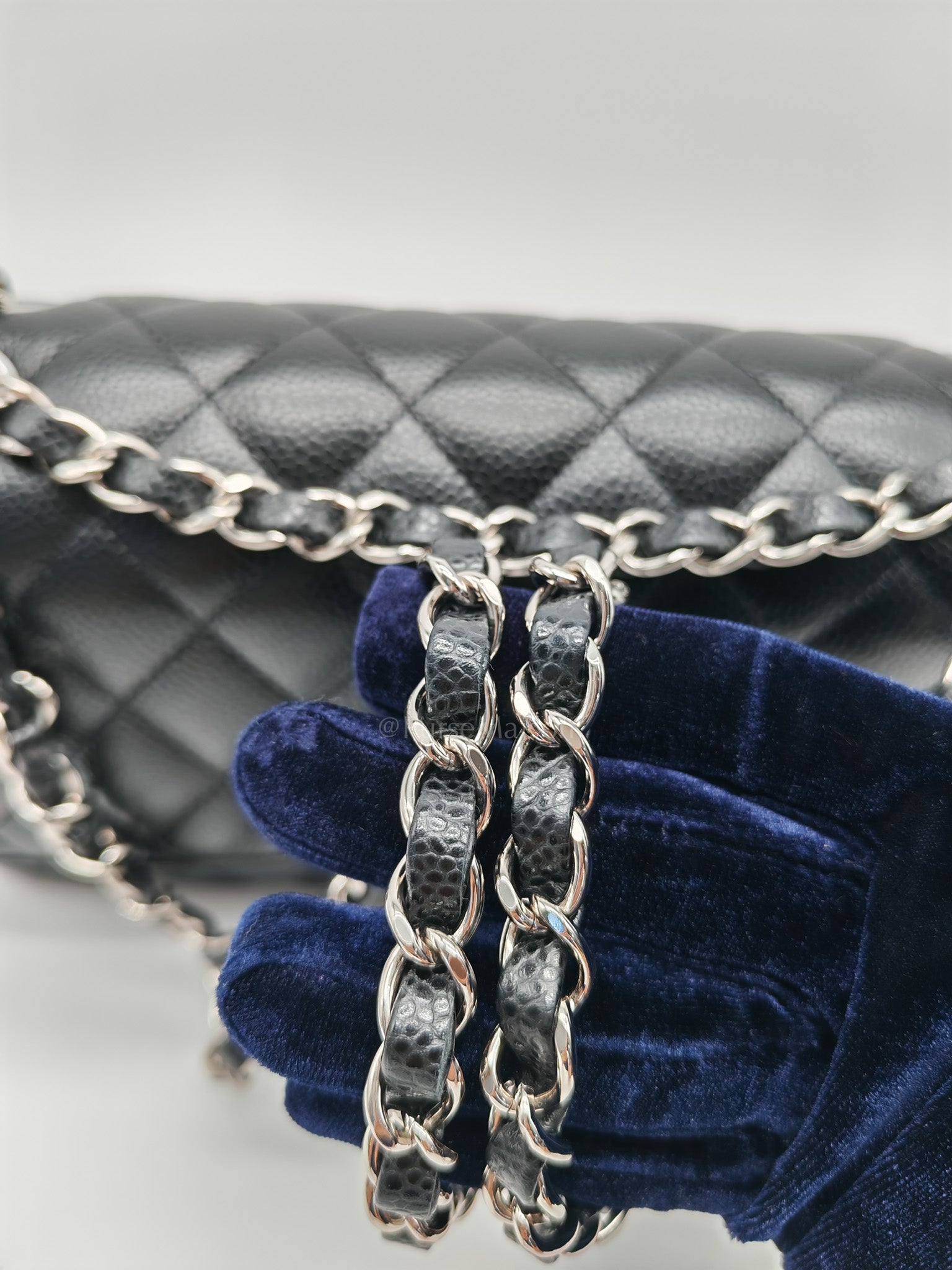 Classic Double Flap Medium in Black Caviar Leather & Silver Hardware (Microchip) | Purse Maison Luxury Bags Shop