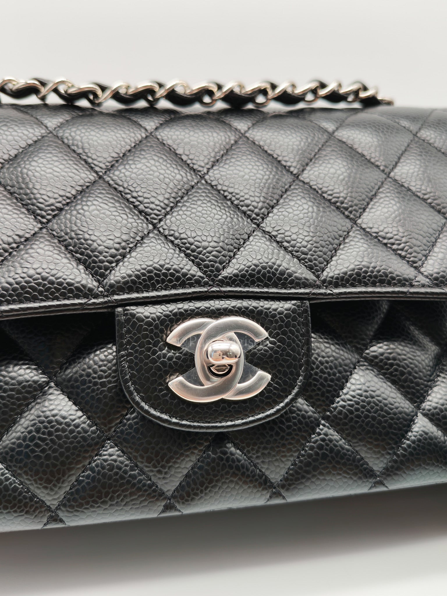 Classic Double Flap Medium in Black Caviar Leather & Silver Hardware (Microchip) | Purse Maison Luxury Bags Shop