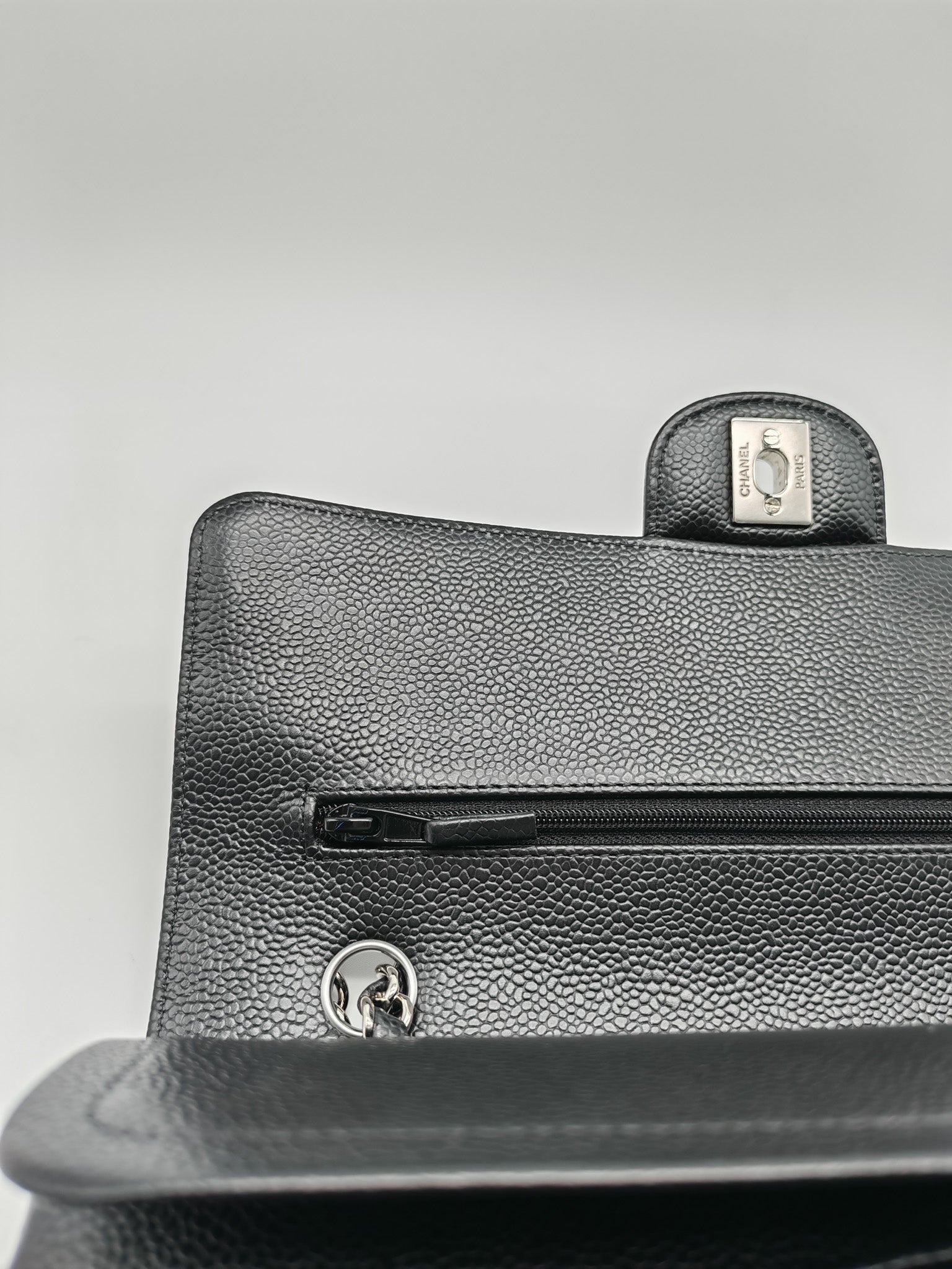 Classic Double Flap Medium in Black Caviar Leather & Silver Hardware (Microchip) | Purse Maison Luxury Bags Shop