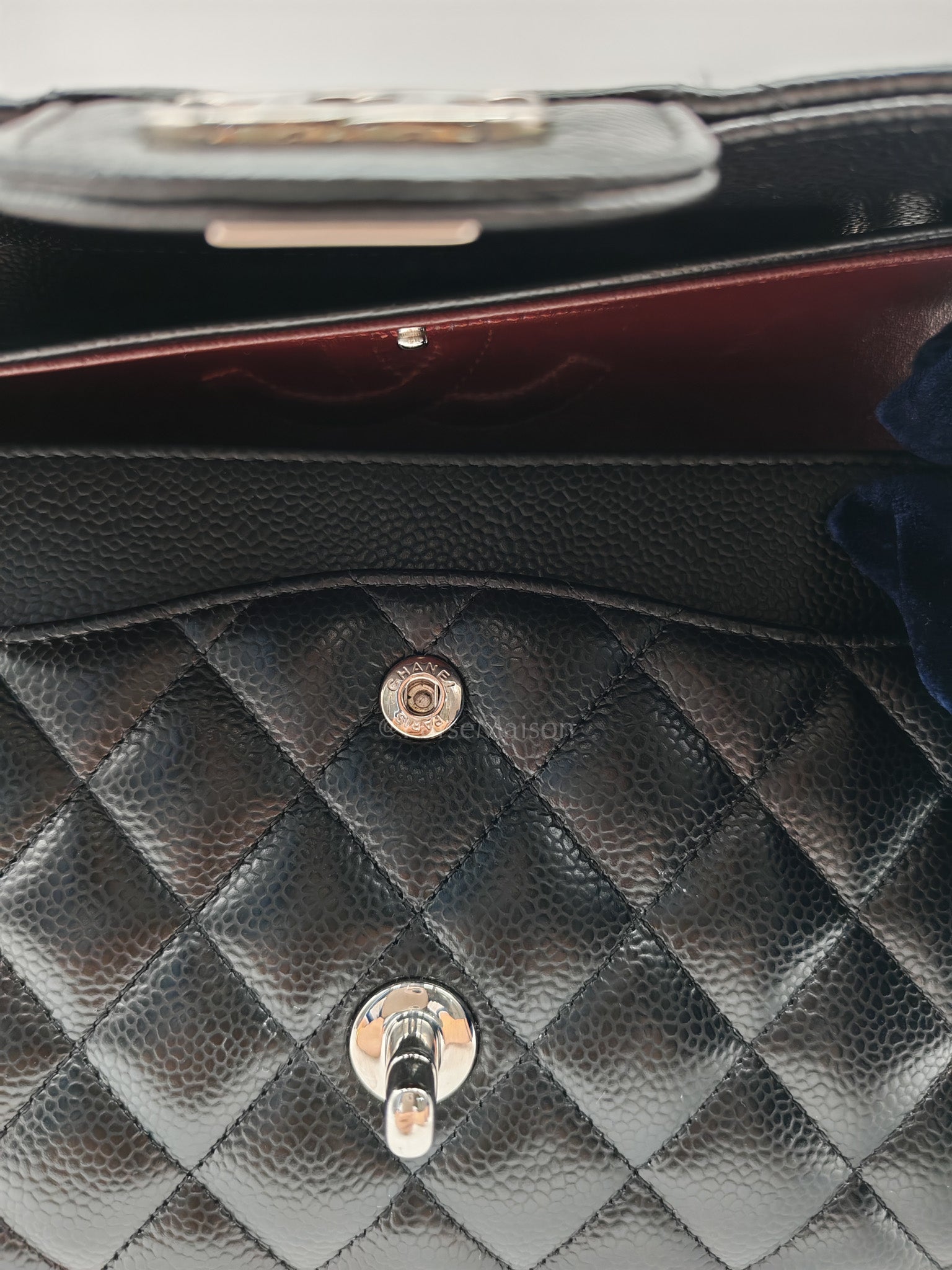 Classic Double Flap Medium in Black Caviar Leather & Silver Hardware (Microchip) | Purse Maison Luxury Bags Shop