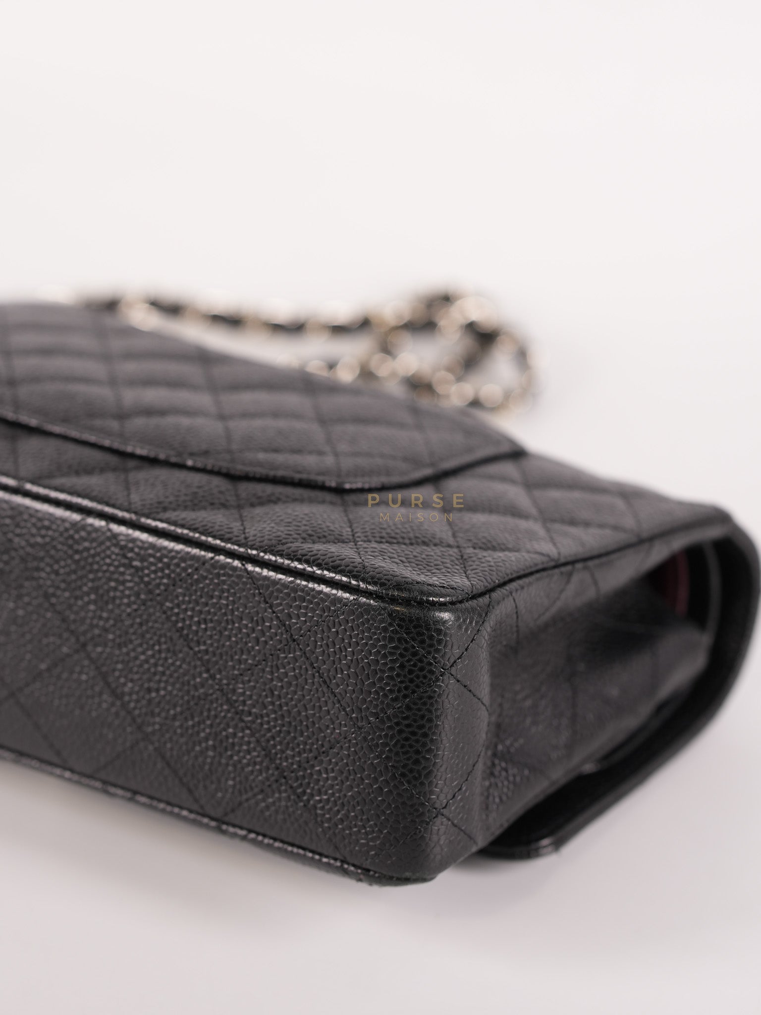 Classic Double Flap Medium in Black Caviar Leather Silver Hardware (Series 18) | Purse Maison Luxury Bags Shop