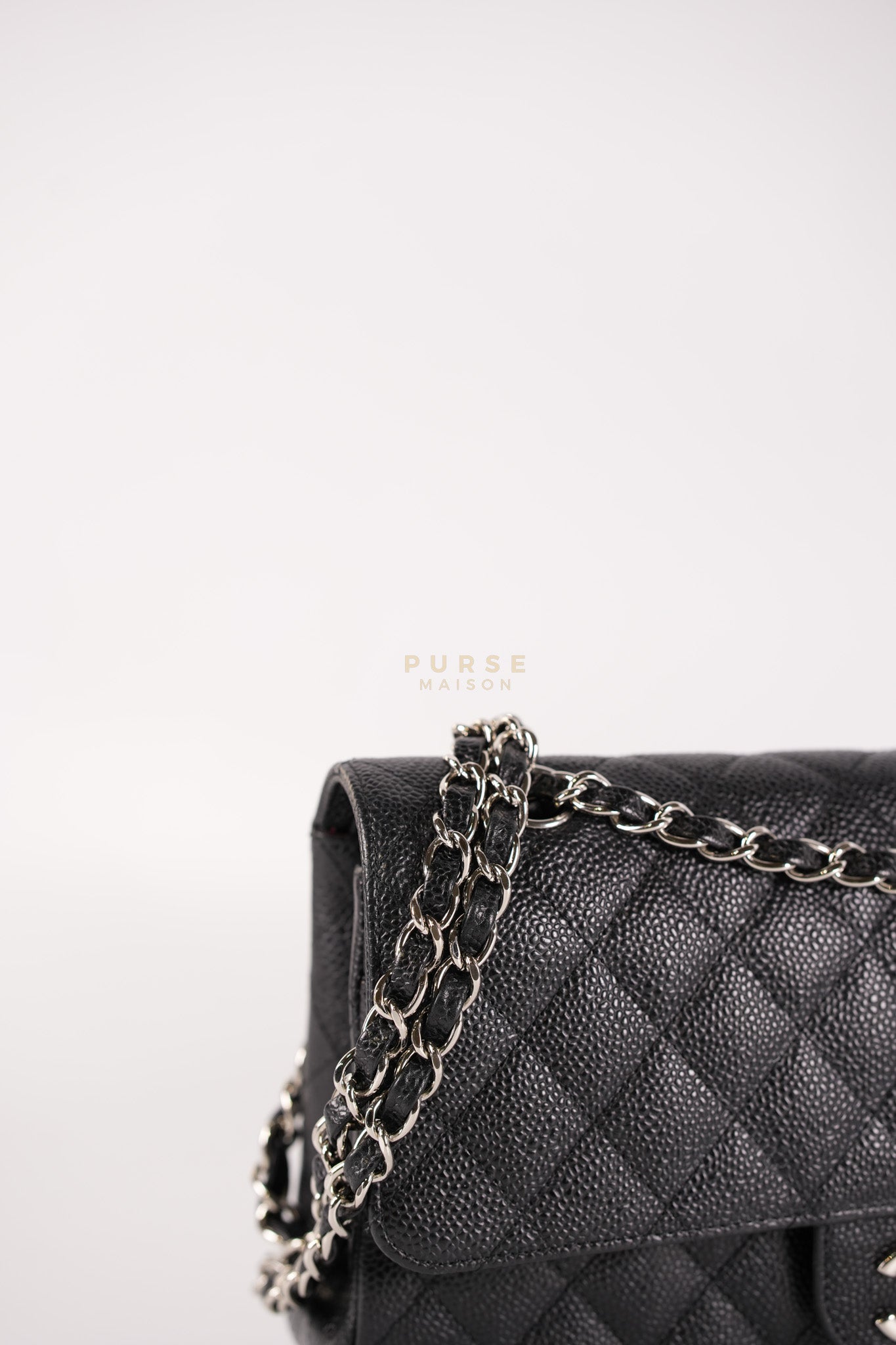 Classic Double Flap Medium in Black Caviar Leather Silver Hardware (Series 18) | Purse Maison Luxury Bags Shop