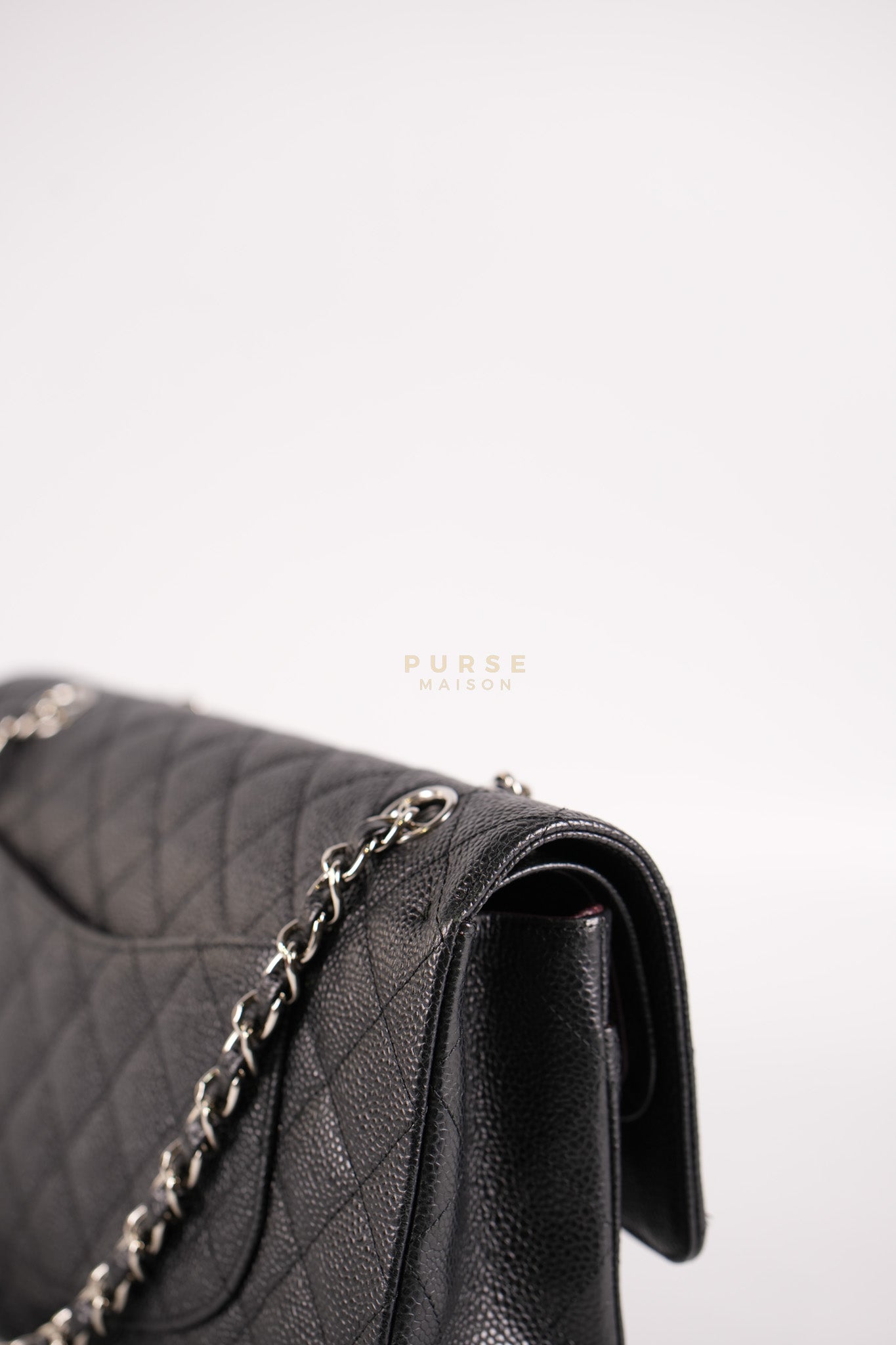 Classic Double Flap Medium in Black Caviar Leather Silver Hardware (Series 18) | Purse Maison Luxury Bags Shop