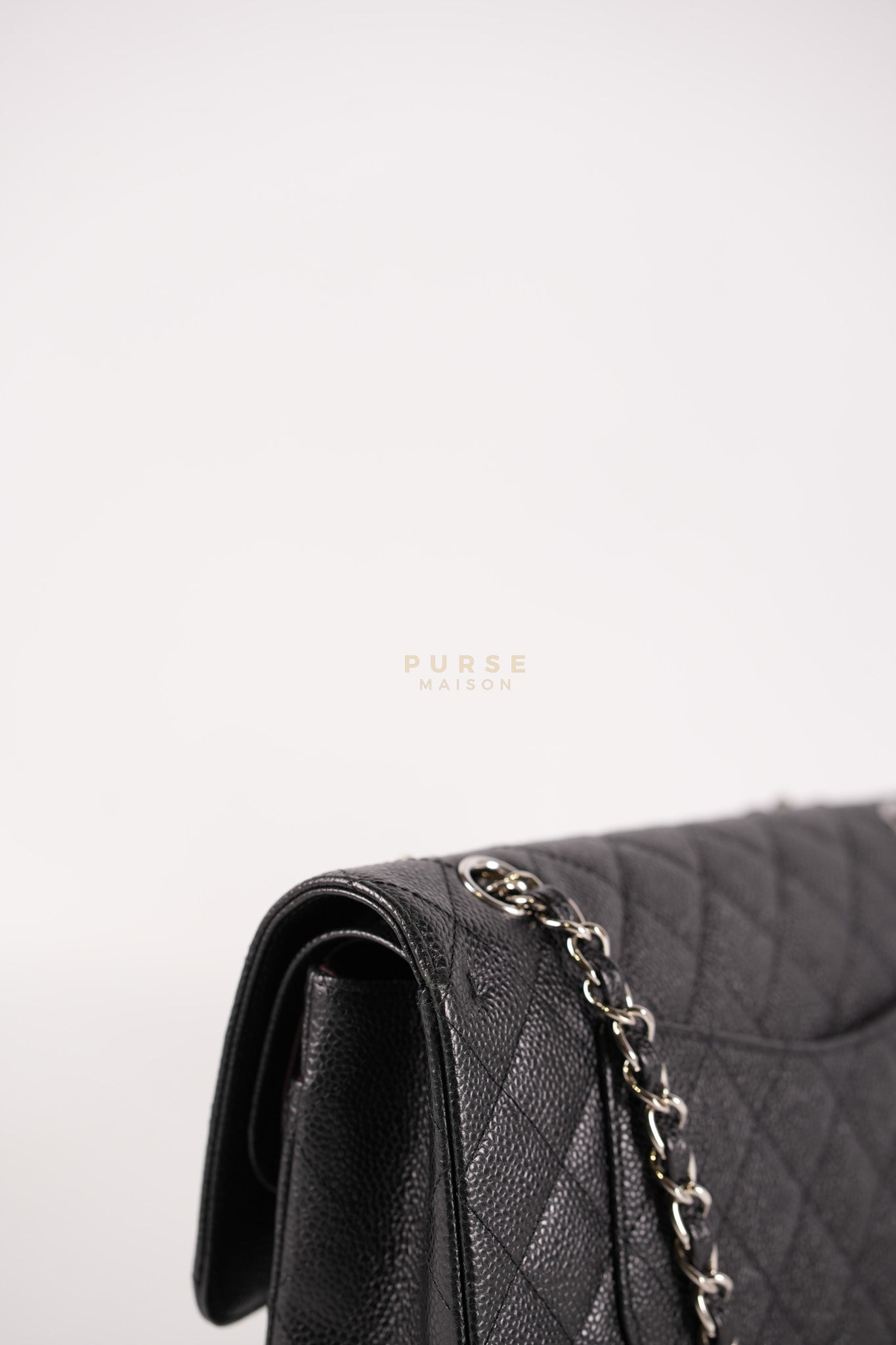 Classic Double Flap Medium in Black Caviar Leather Silver Hardware (Series 18) | Purse Maison Luxury Bags Shop