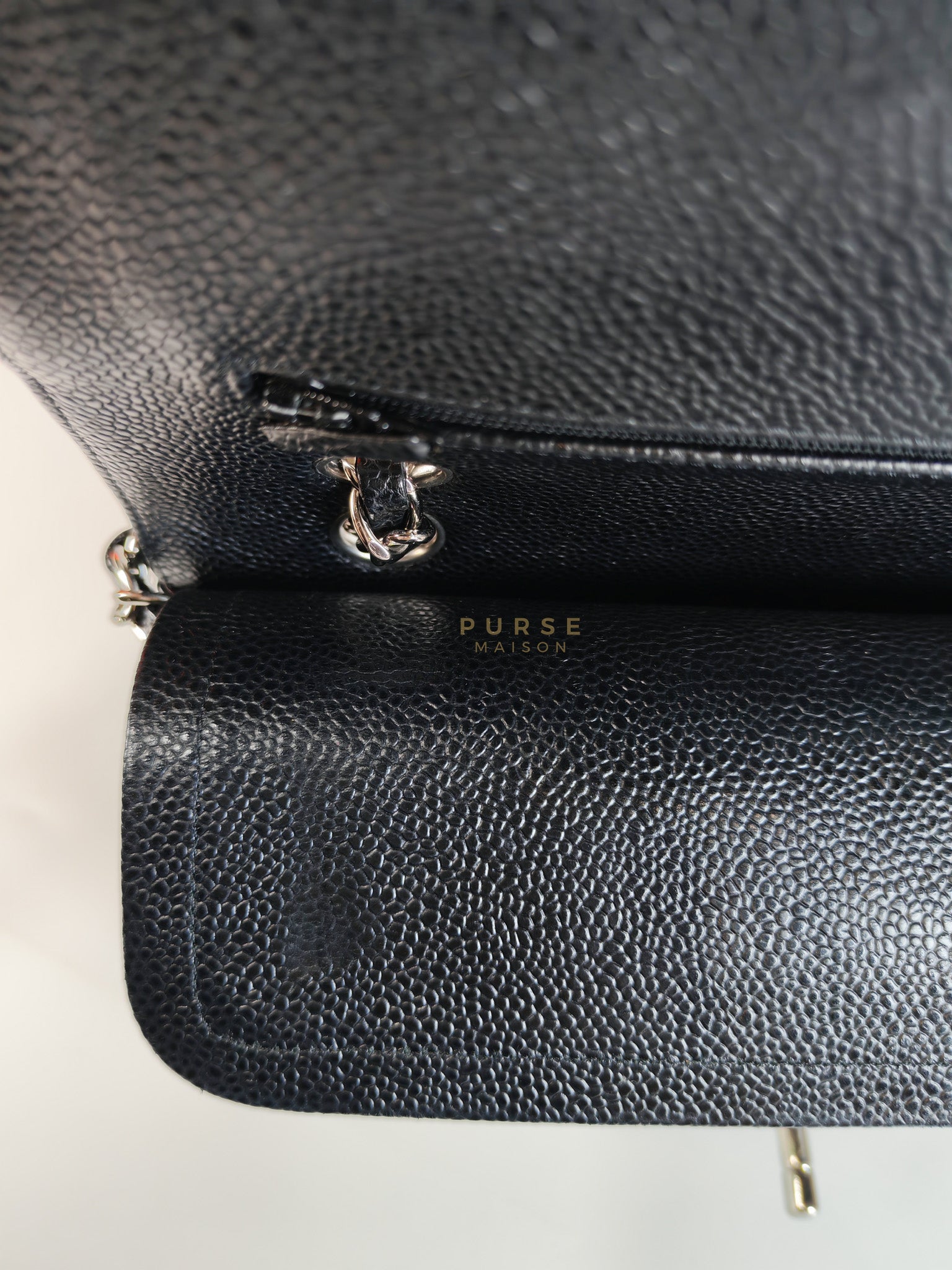 Classic Double Flap Medium in Black Caviar Leather Silver Hardware (Series 18) | Purse Maison Luxury Bags Shop